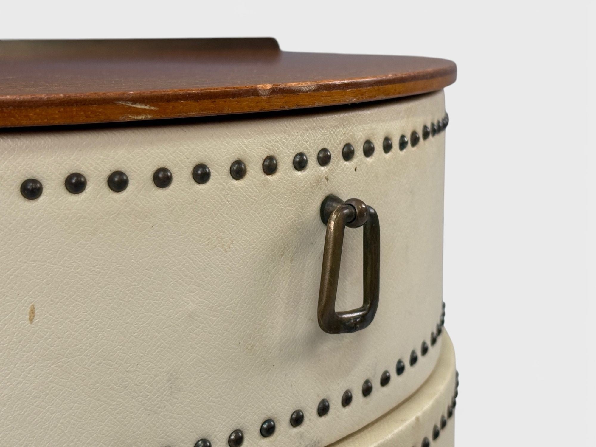 Halvdan Petterson, Nightstands, Leather, Beech, Brass, Sweden, 1950s