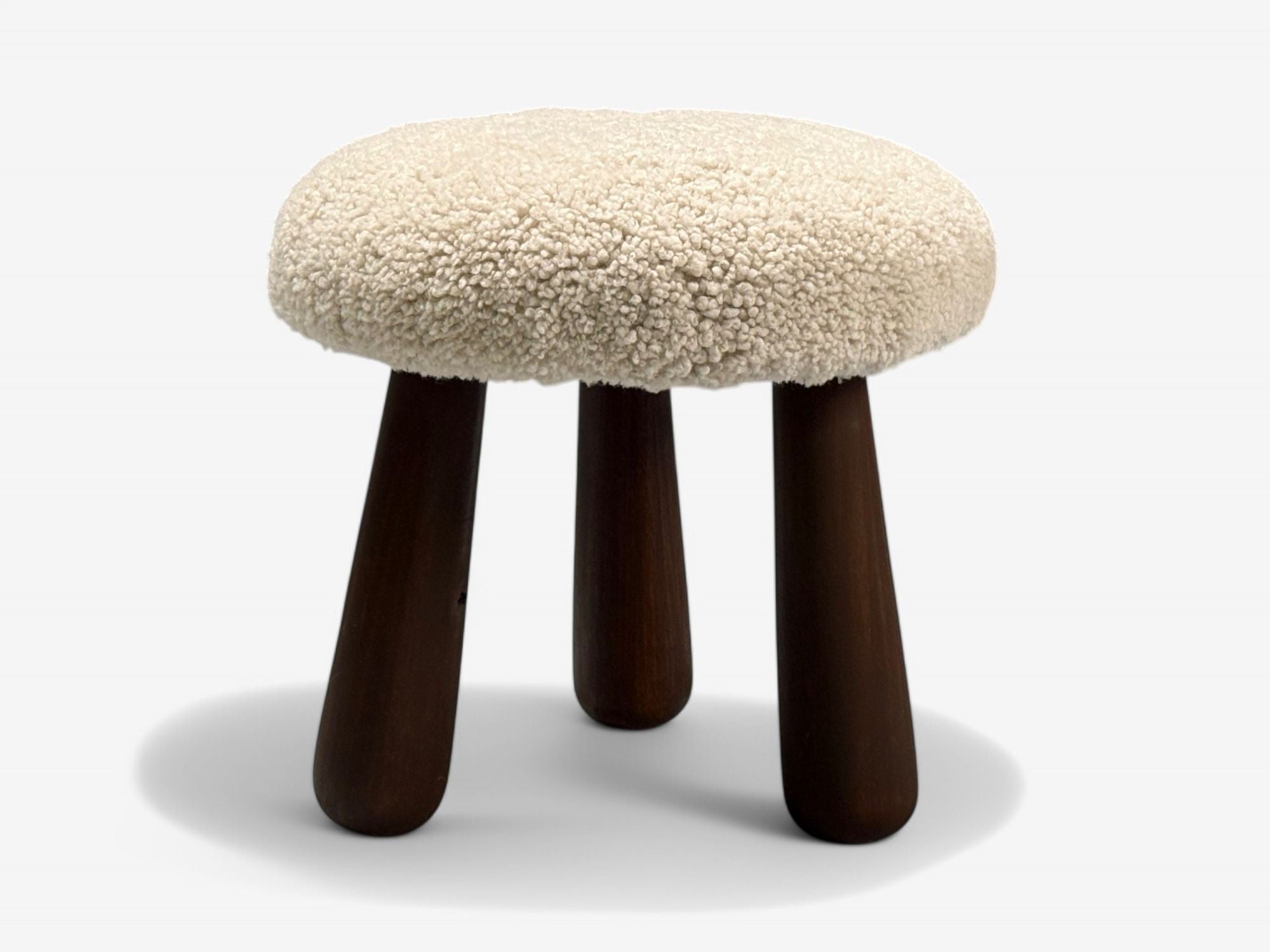 Contemporary, Danish Modern, Sheepskin Stools, Beige Sheepskin, Maple, 21st C.