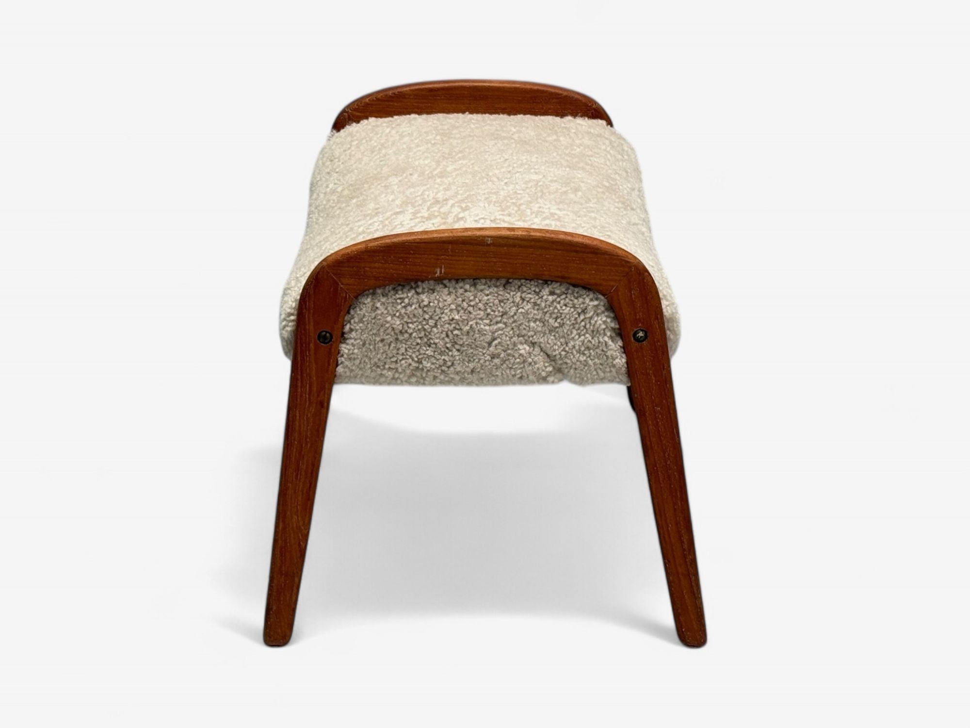 Danish Mid-Century Modern, Shearling Stool, Beige Sheepskin, Denmark, 1970s