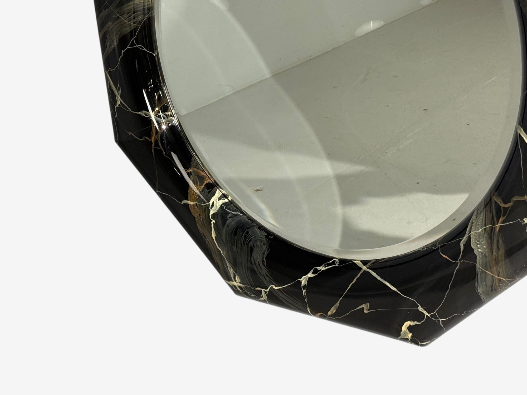 Mid-Century Modern, Octagonal Wall Mirror, Faux Marble Finish, USA, 1980s
