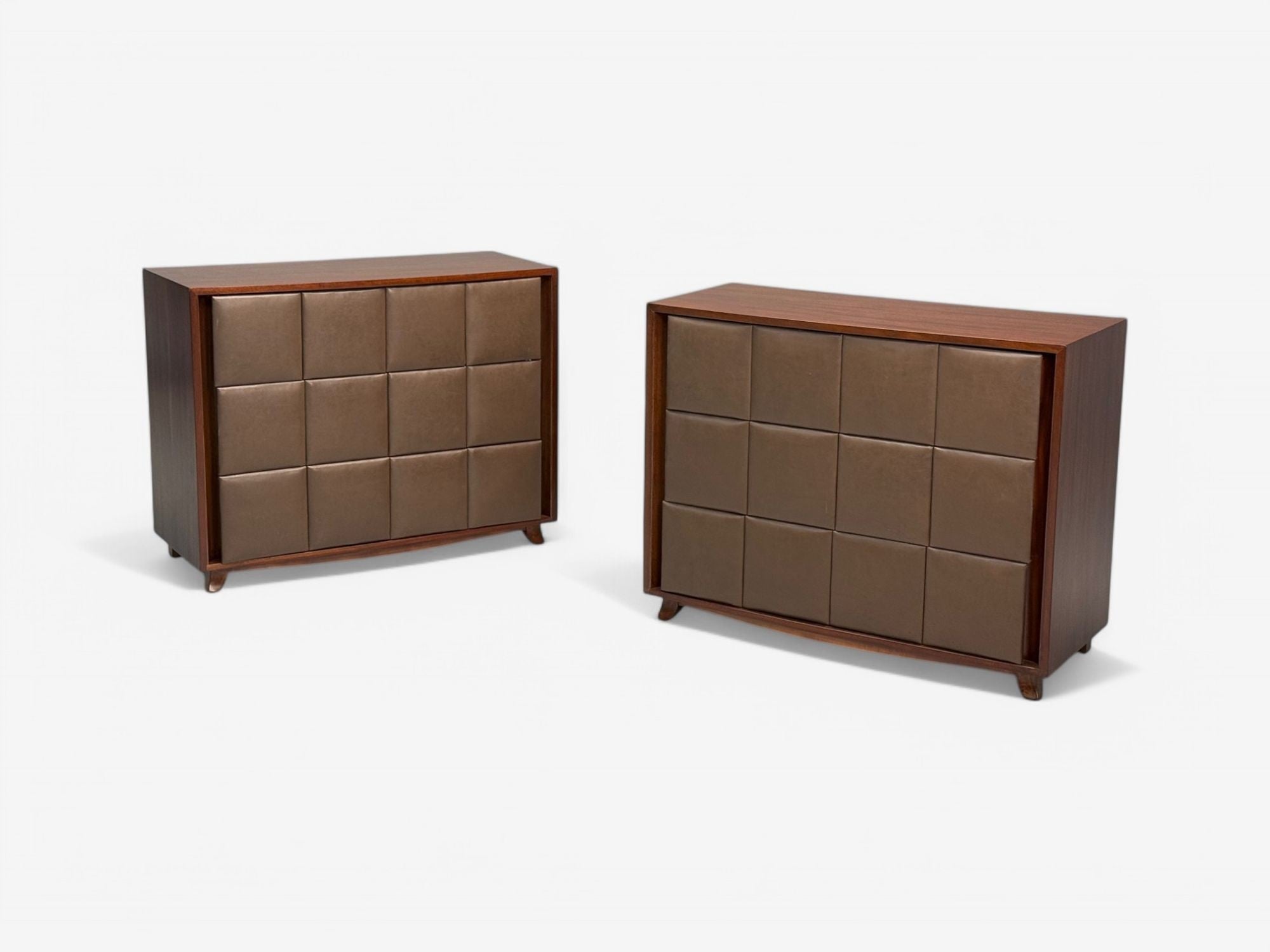 Gilbert Rohde, Mid-Century Modern, Dressers, Leather, Stained Wood, 1940s