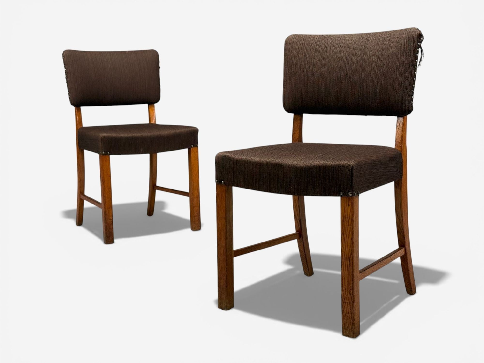 Fritz Hansen, Six Dining Chairs, Oak, Wool, Denmark, 1930s