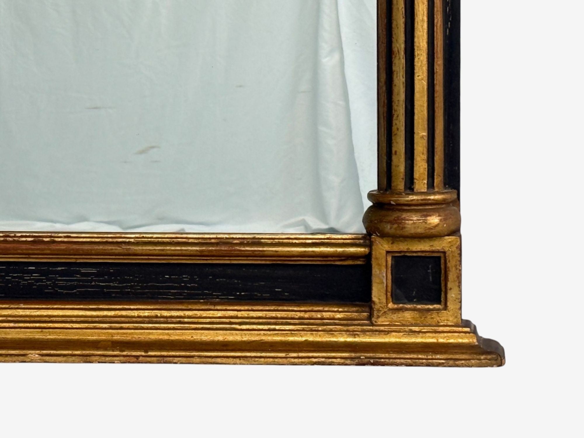 Neoclassical Style, Trumeau Mirror, Black Painted Wood, Giltwood, Italy, 20th C.