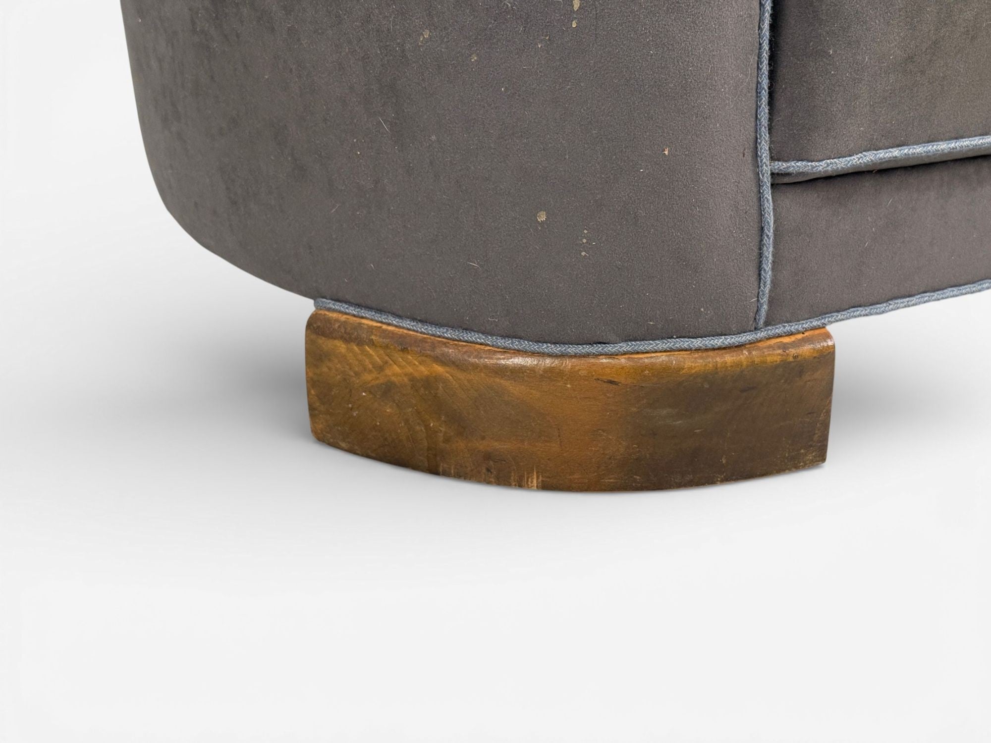 Danish Modern, Banana Sofa, Stained Beech, Fabric, Denmark, 1930s