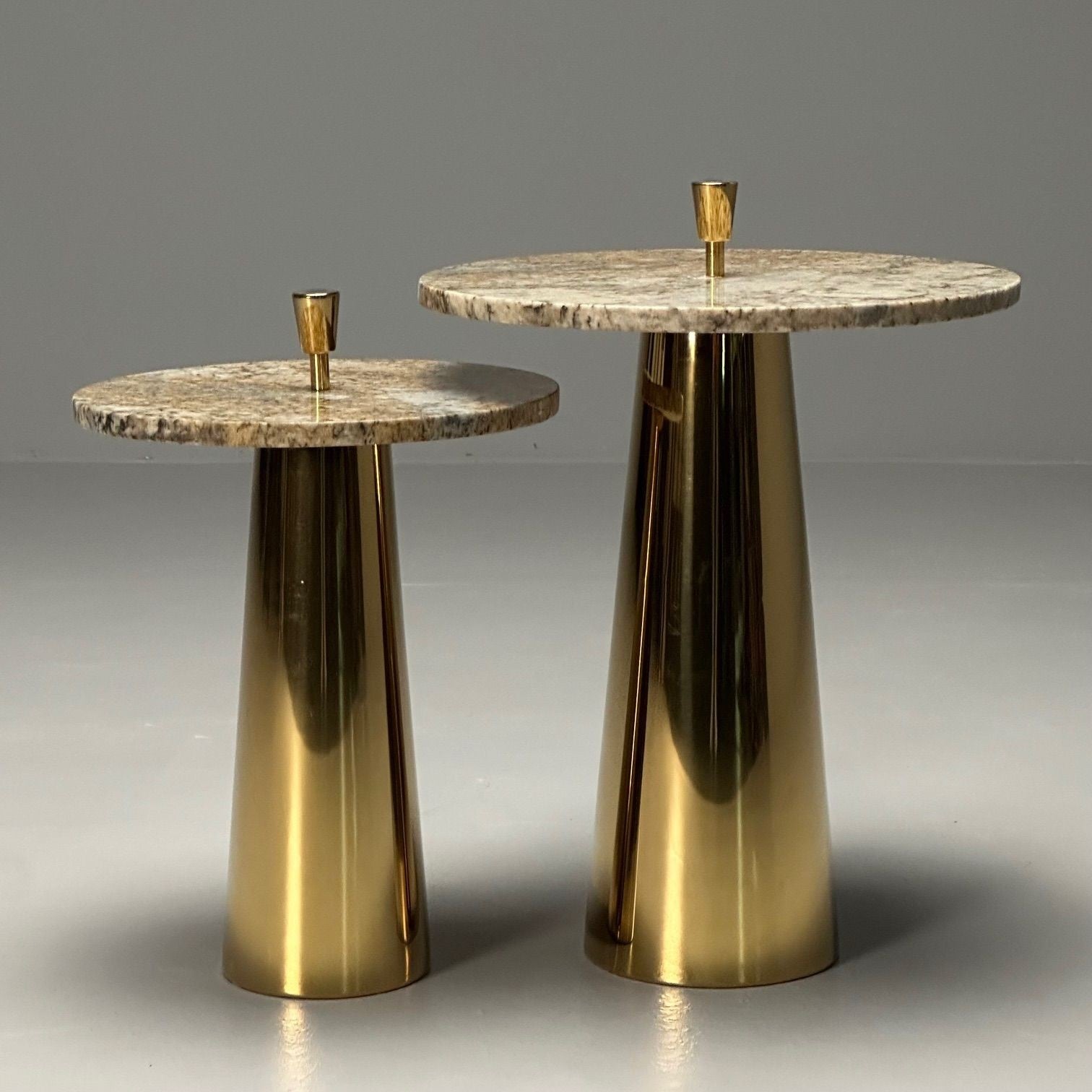 Italian Mid-Century Modern Style, Contemporary, Nesting Side Tables, Brass