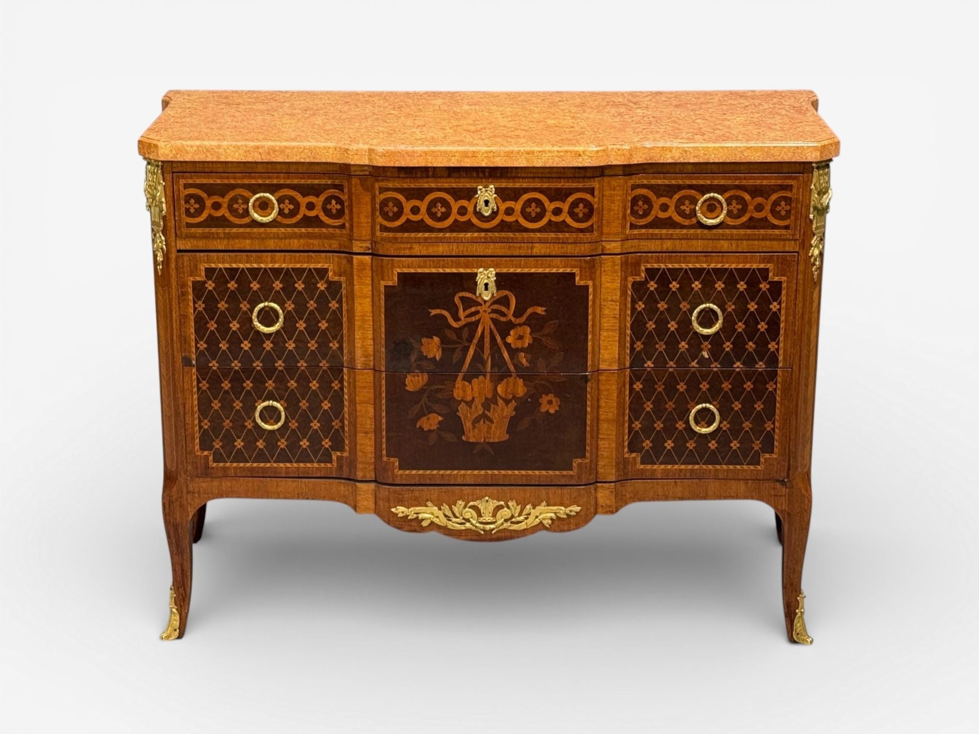 Louis XVI, Commode, Bronze, Parquetry, Faux Marble, France, 20th c.