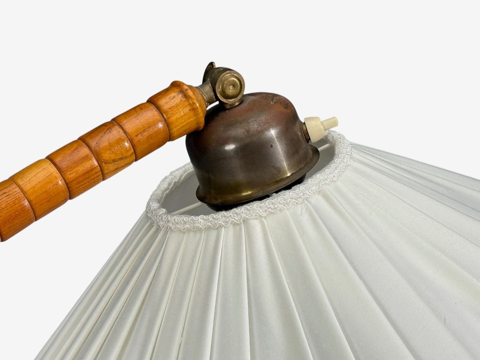 Swedish Modern, Floor Lamp with Shelf, Birch, Brass, Sweden, 1930s