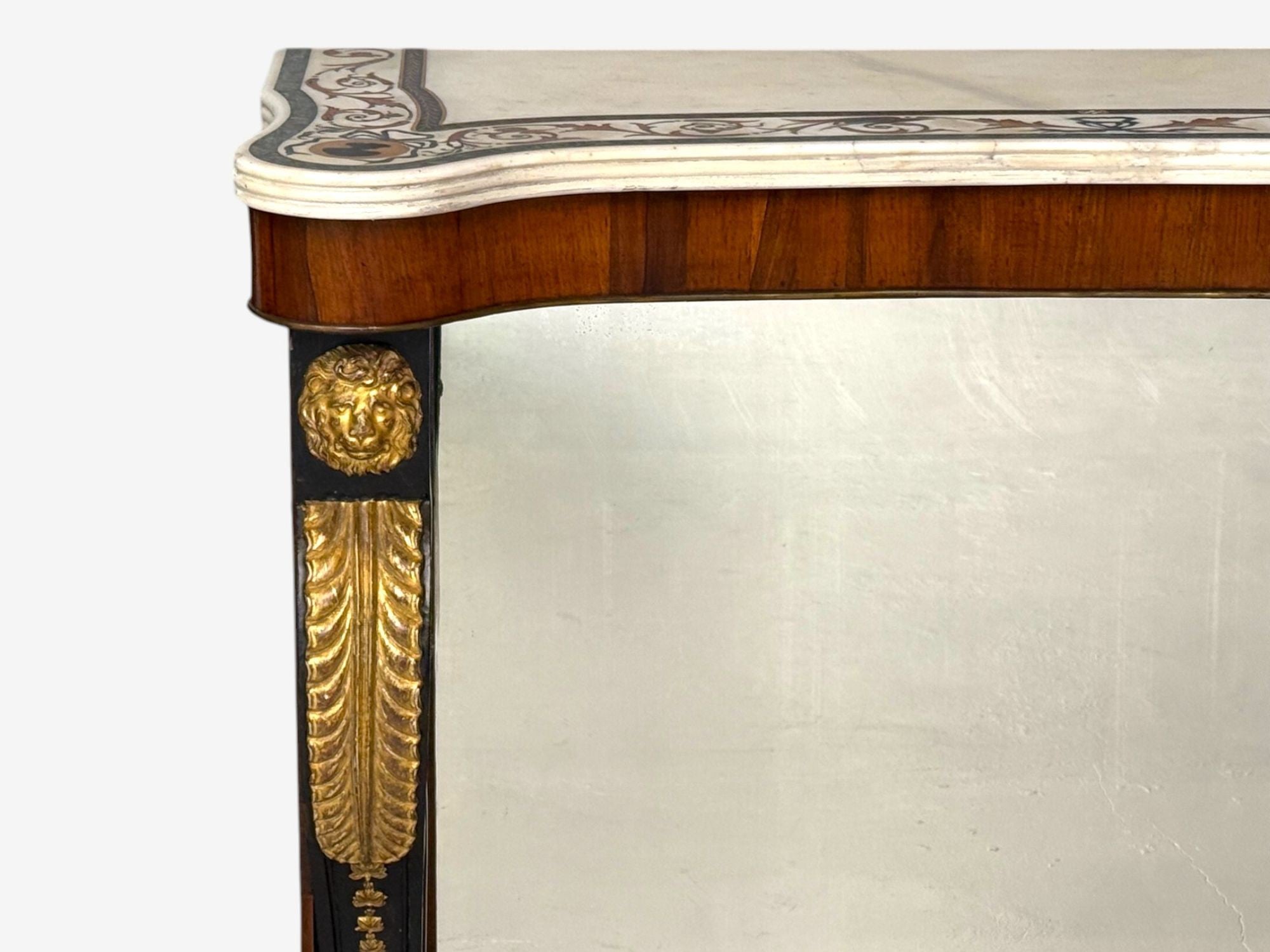 Pietto Bossi attr, Scagliola Marble, Giltwood, Mirrored Consoles, Italy, 18th c