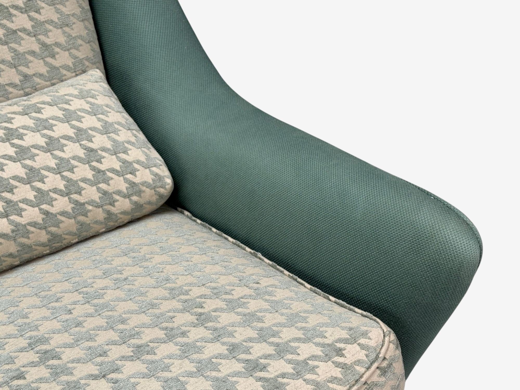 Carlo Pagani attr., Fabric, Wood, Lounge Chairs, Italy, 1950s