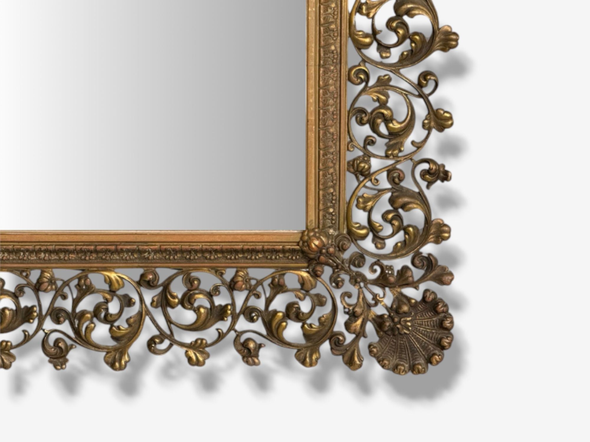 Rococo Style, Patinated Bronze, Large Ornate Wall Mirror, France, 1930s