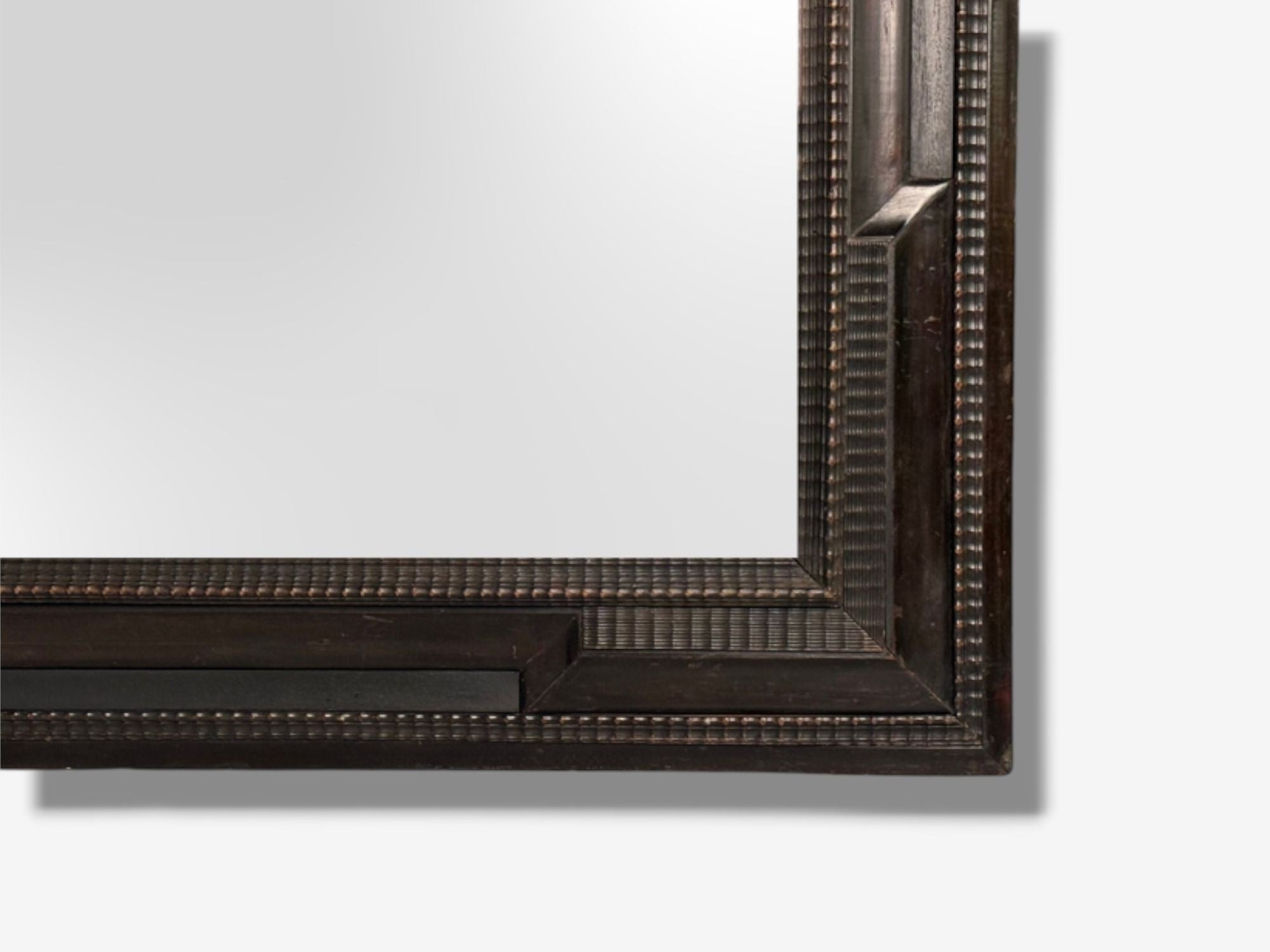 Baroque, Ebonized Wood, Dutch Ripple Frame, Large Wall Mirror, 19th C.