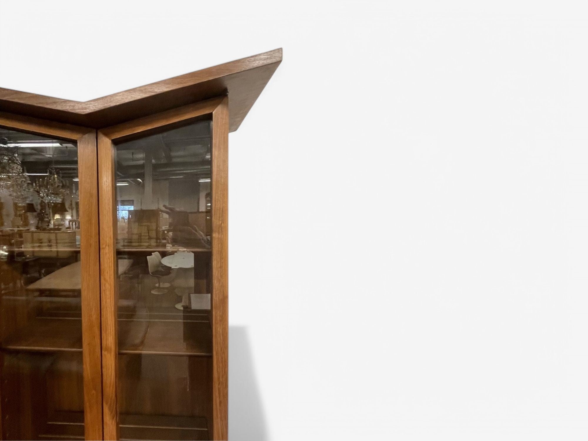 Duiske, Irish Mid Century Modern, Stained Wood, Glass, Breakfront, 1950s