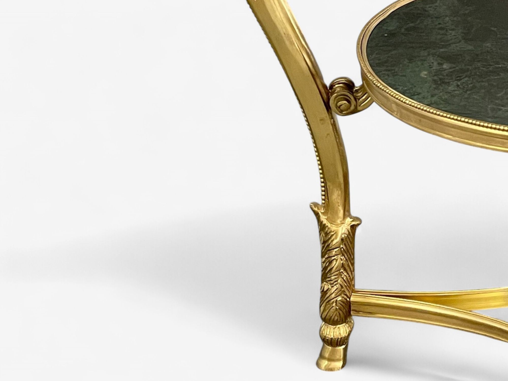 Louis XVI Style, Hollywood Regency, Bronze, Green Marble, Gueridons, 20th c.