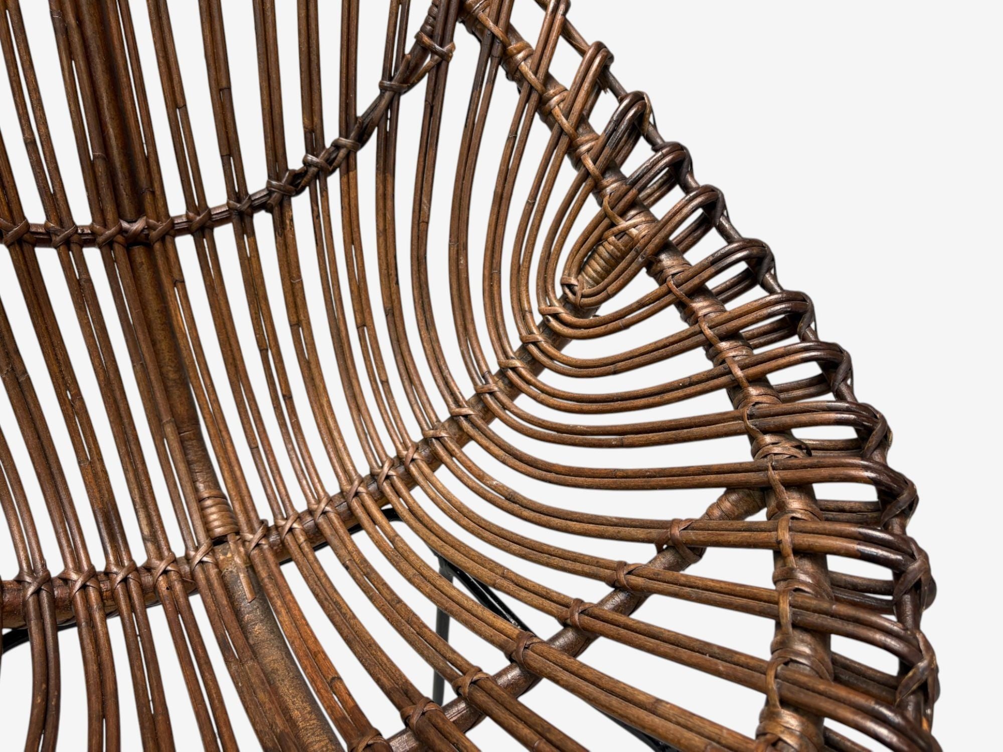 Italian Modern, Metal, Bamboo, Rattan, Lounge Chair, Italy, 1950s