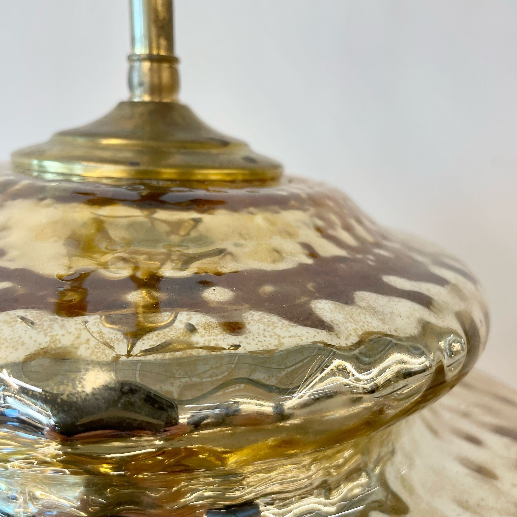 Single Large Mid-Century Modern Table Lamp, Mercury Glass, Brass, Jar, Urn Shape