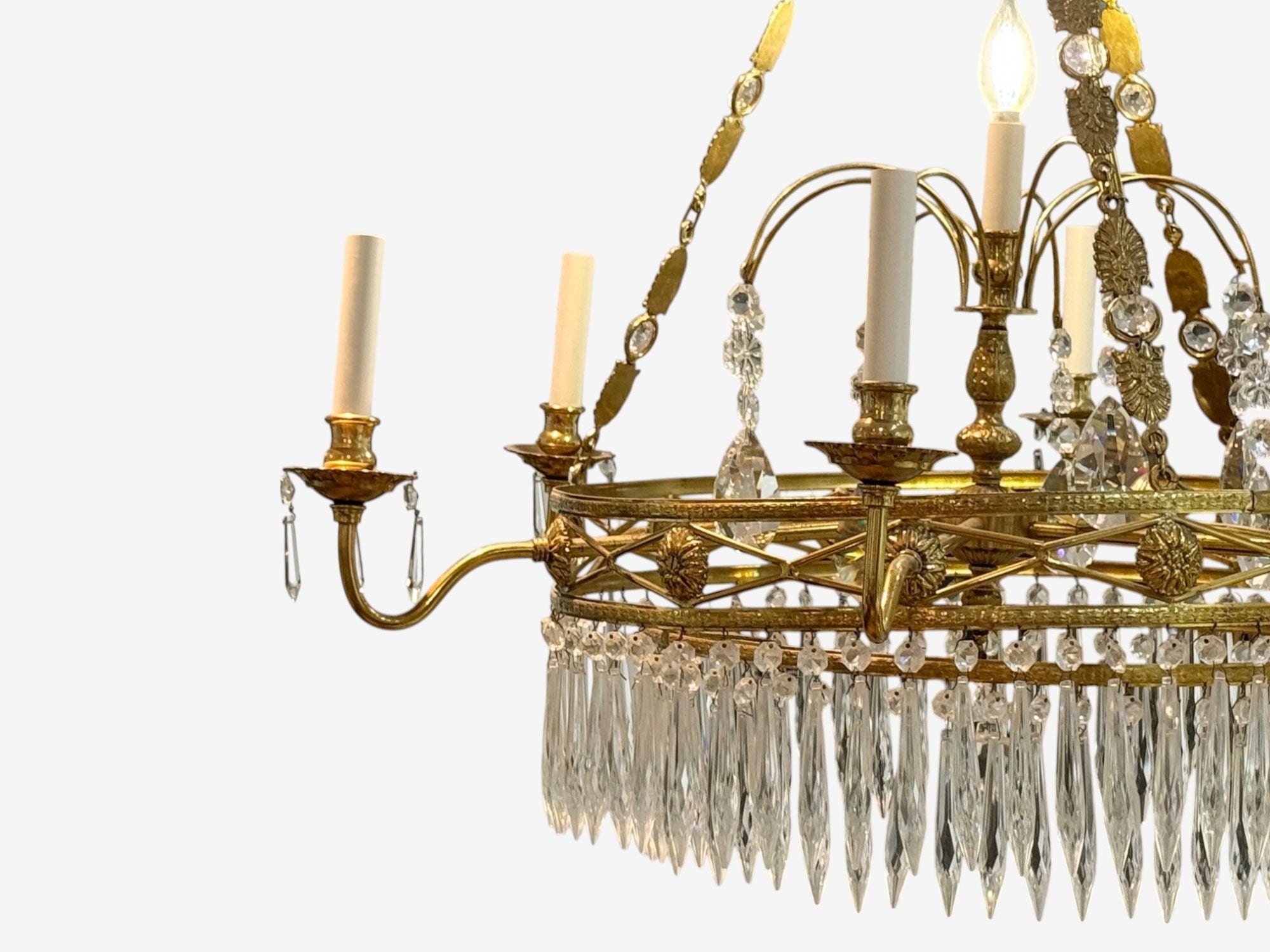 Russian Neoclassical, Bronze, Crystal, Chandelier, Italy, 1950s