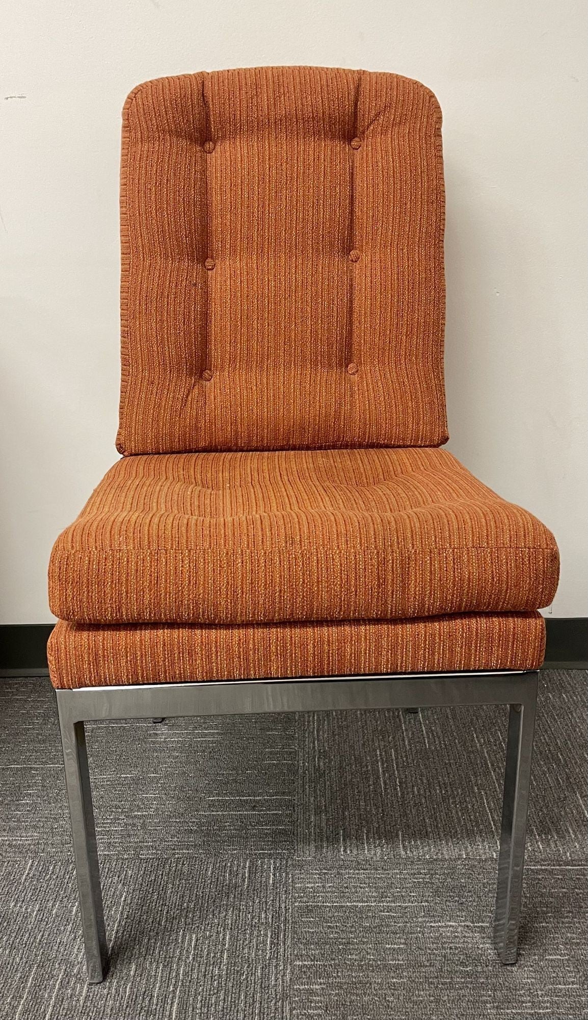 6 Chrome Base Milo Baughman Style Dining Chairs, Mid Century Modern