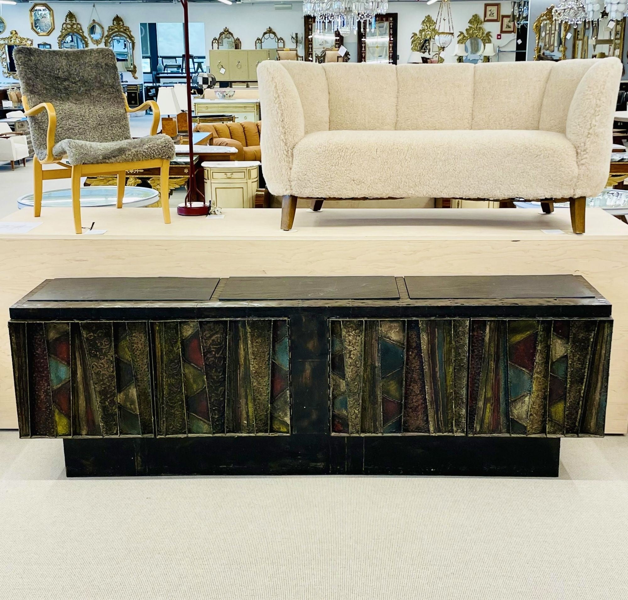 Paul Evans, Brutalist Mid-Century Modern, Monumental 'Deep Relief' Sideboard, USA, 1968