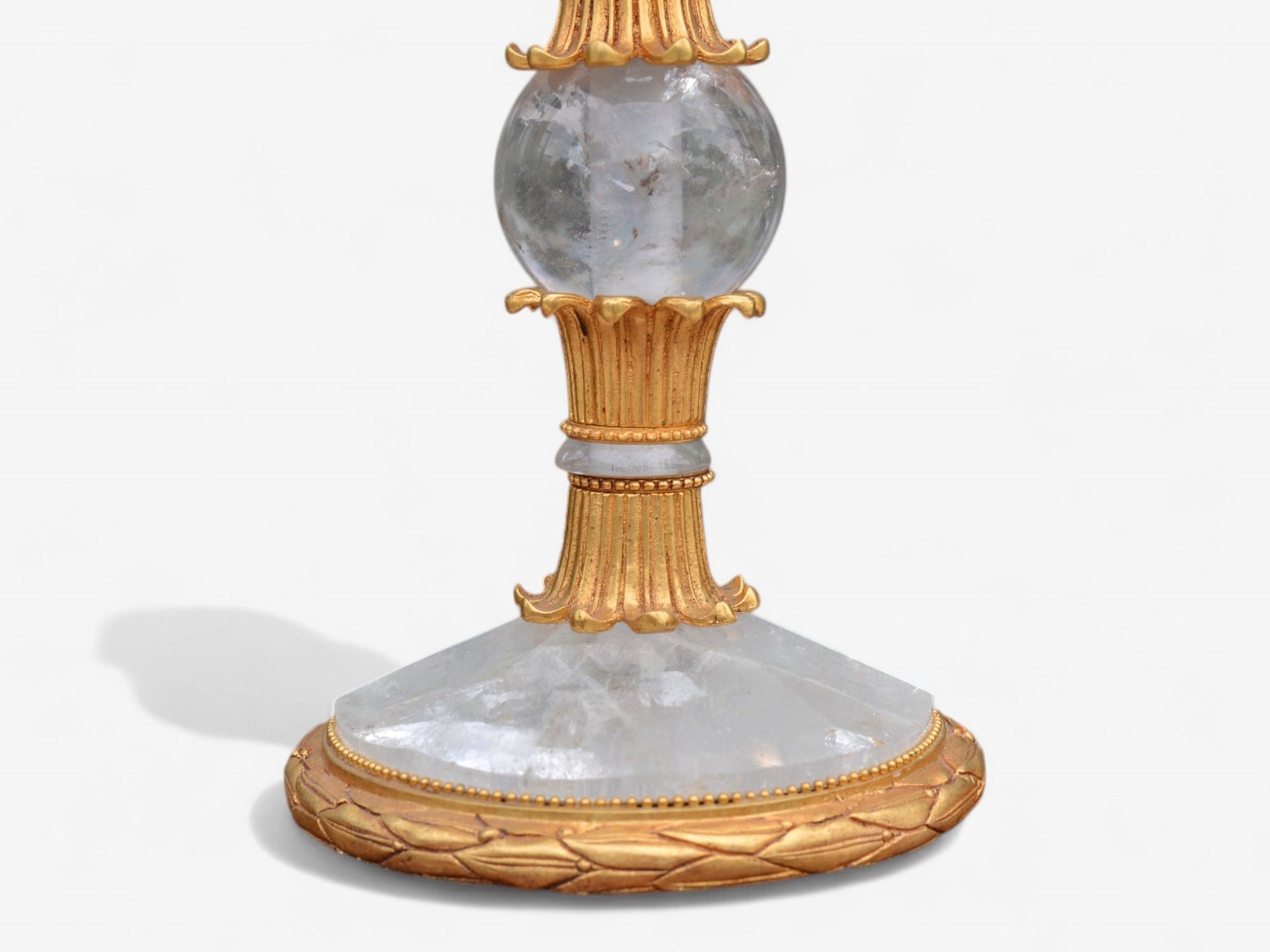 Hollywood Regency Style, Gilt Metal, Rock Crystal, Table Lamps, France, 1940s