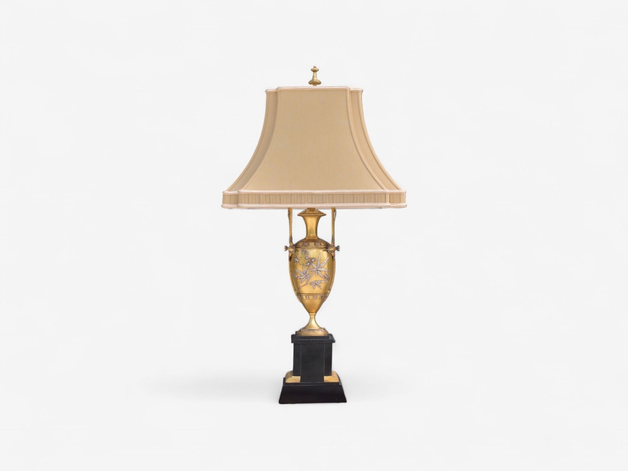 Art Nouveau Style, Bronze, Ebony, Linen, Table Lamps, France, 1920s
