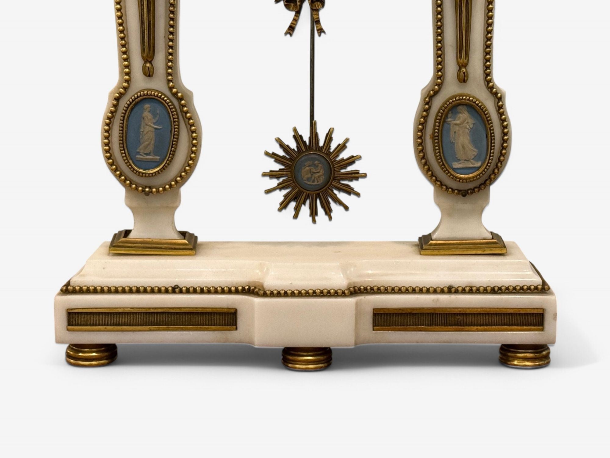 Hubert Sarton Style, Louis XVI, Porcelain, Bronze, Marble, Mantle Clock, 19th C.