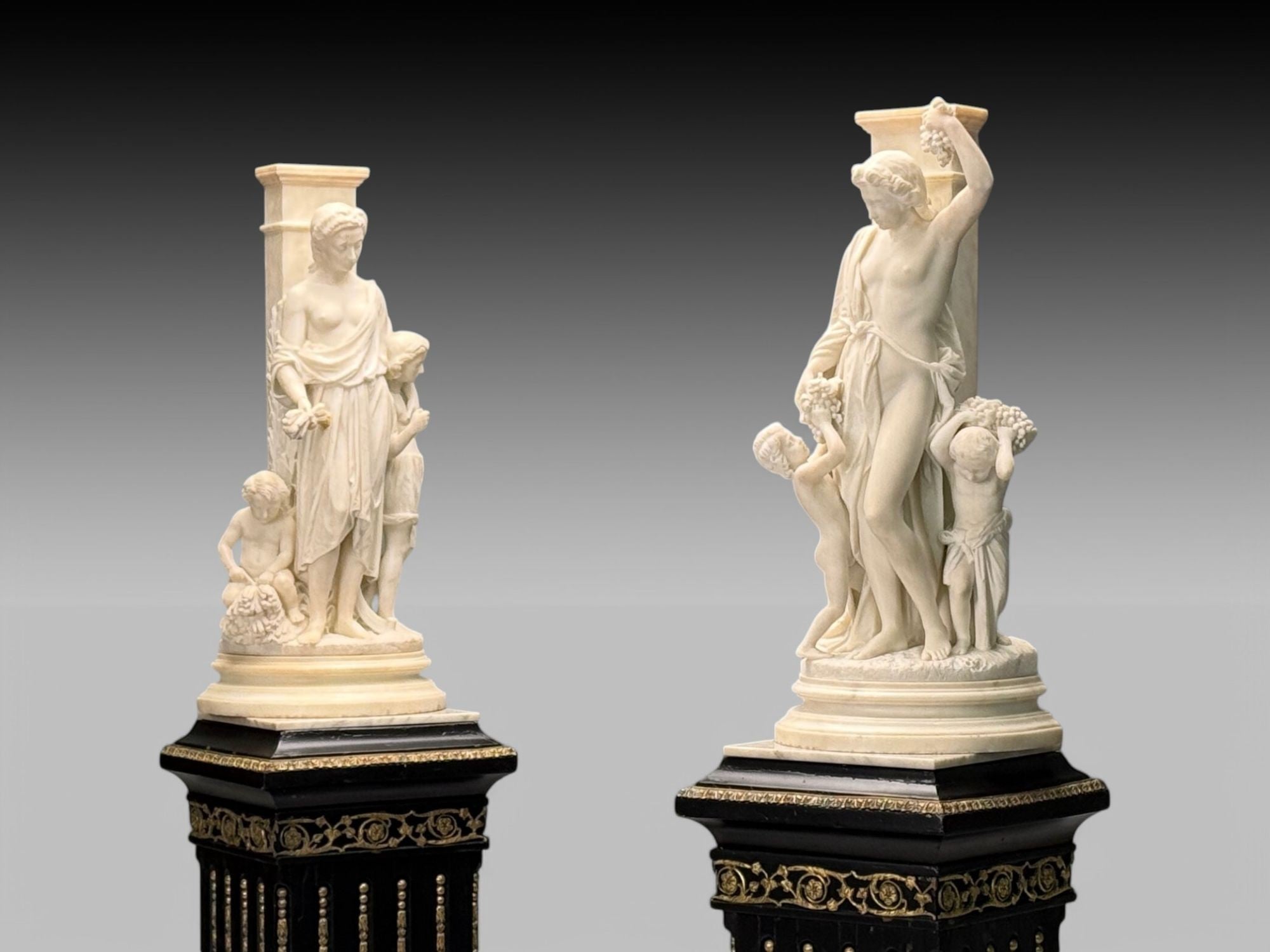 Neoclassical, Mother and Children, Marble Sculptures, Italy, 1920s