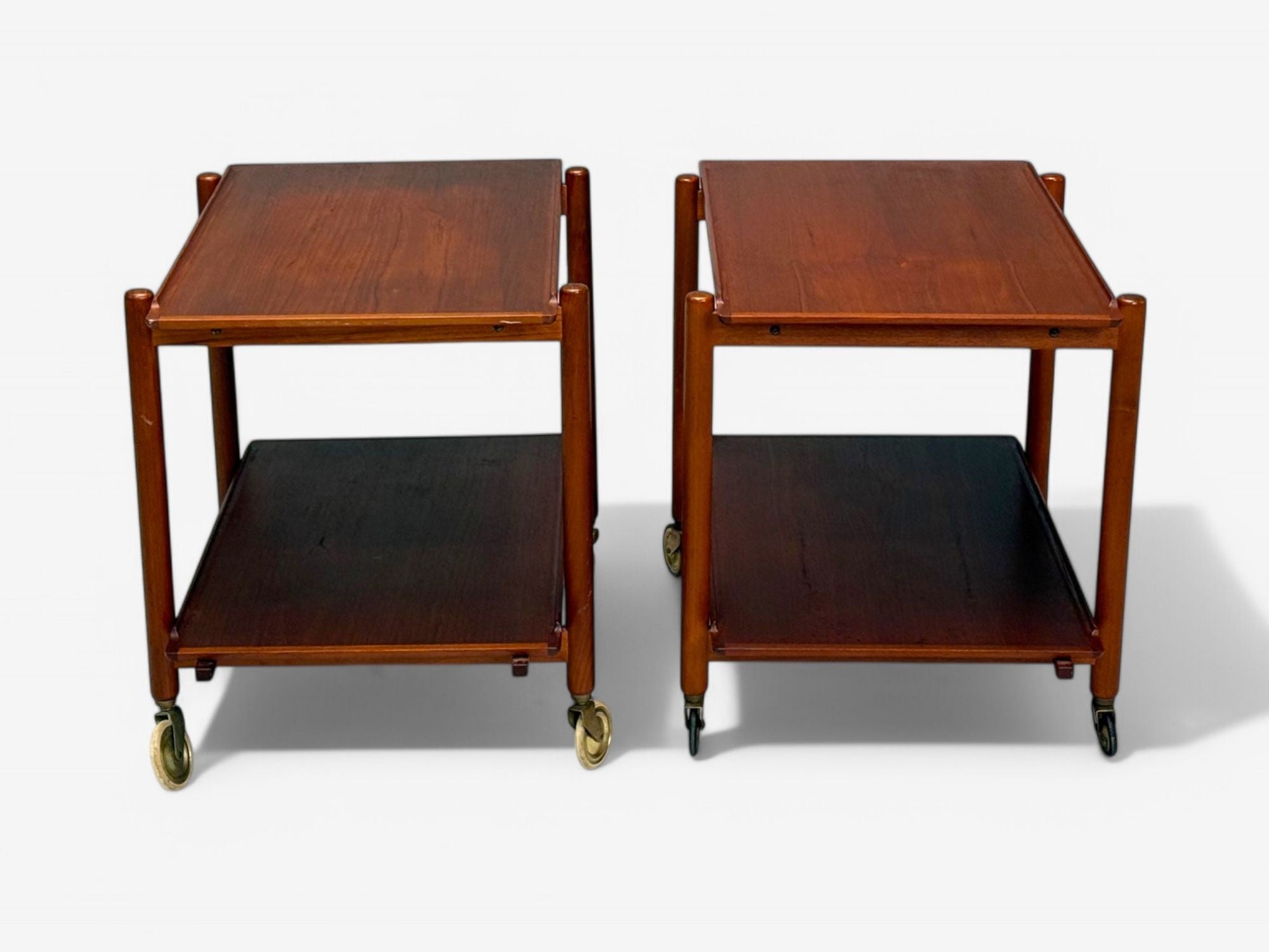 Poul Hundevad, Danish Modern, Teak, Expandable Bar Carts, Denmark, 1950s