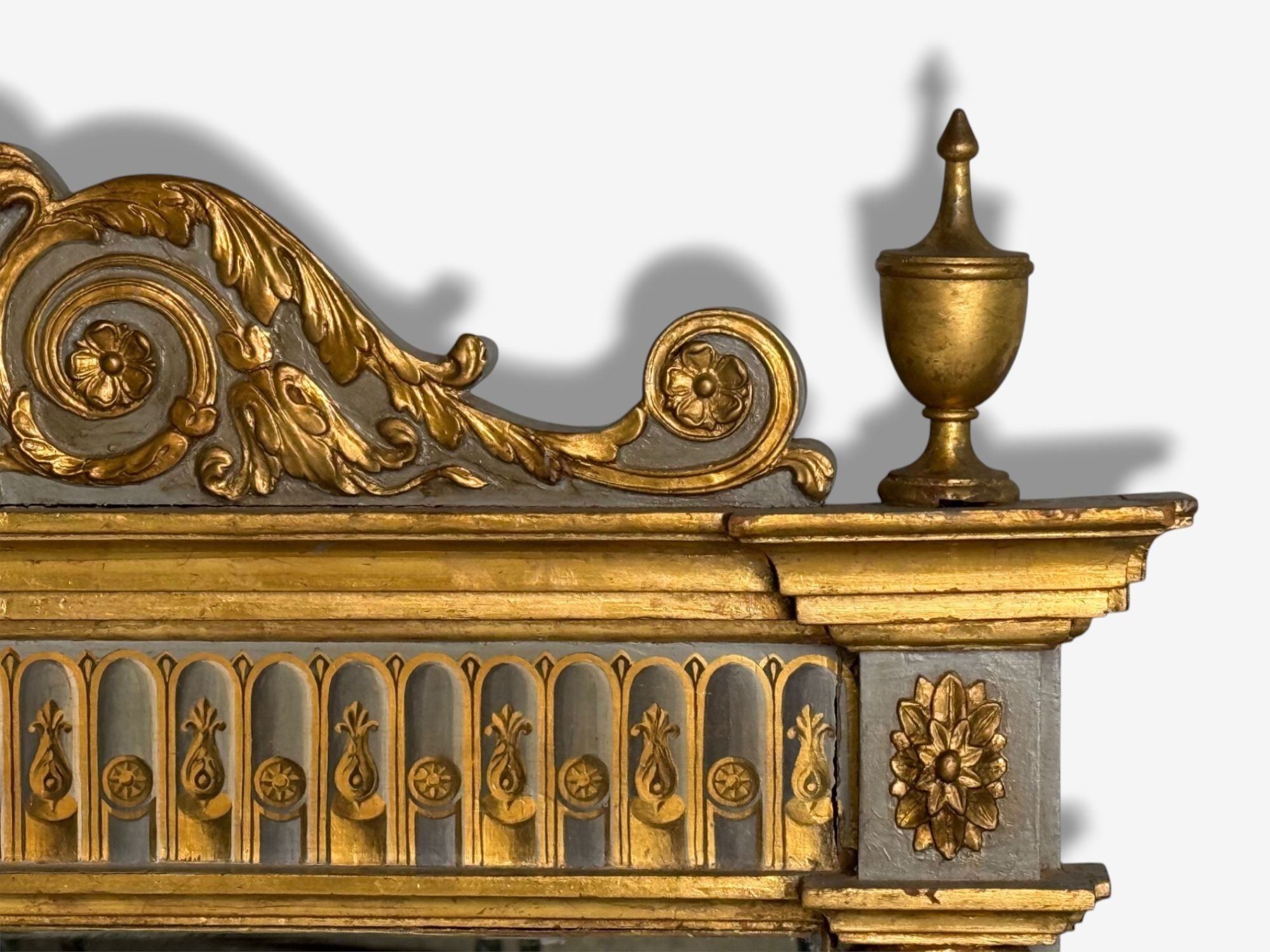 Swedish Paint Decorated, Parcel-Gilt, Large Wall Mirror, France, 19th c.