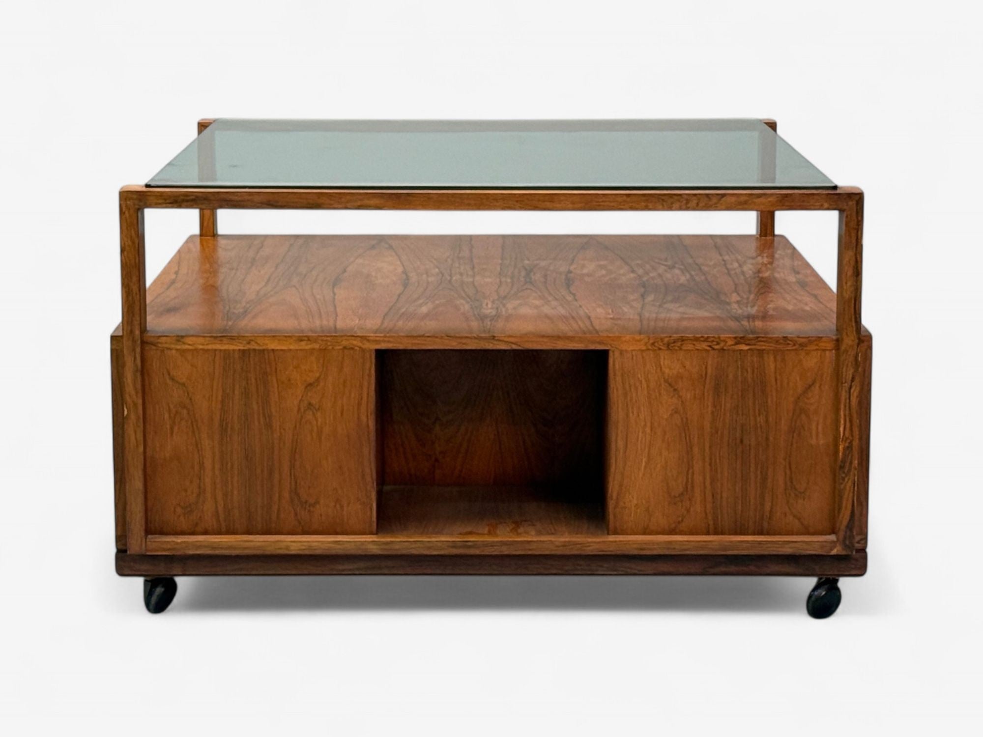 Henning Korch, Danish Modern, Rosewood, Rolling Coffee Table, Denmark, 1960s