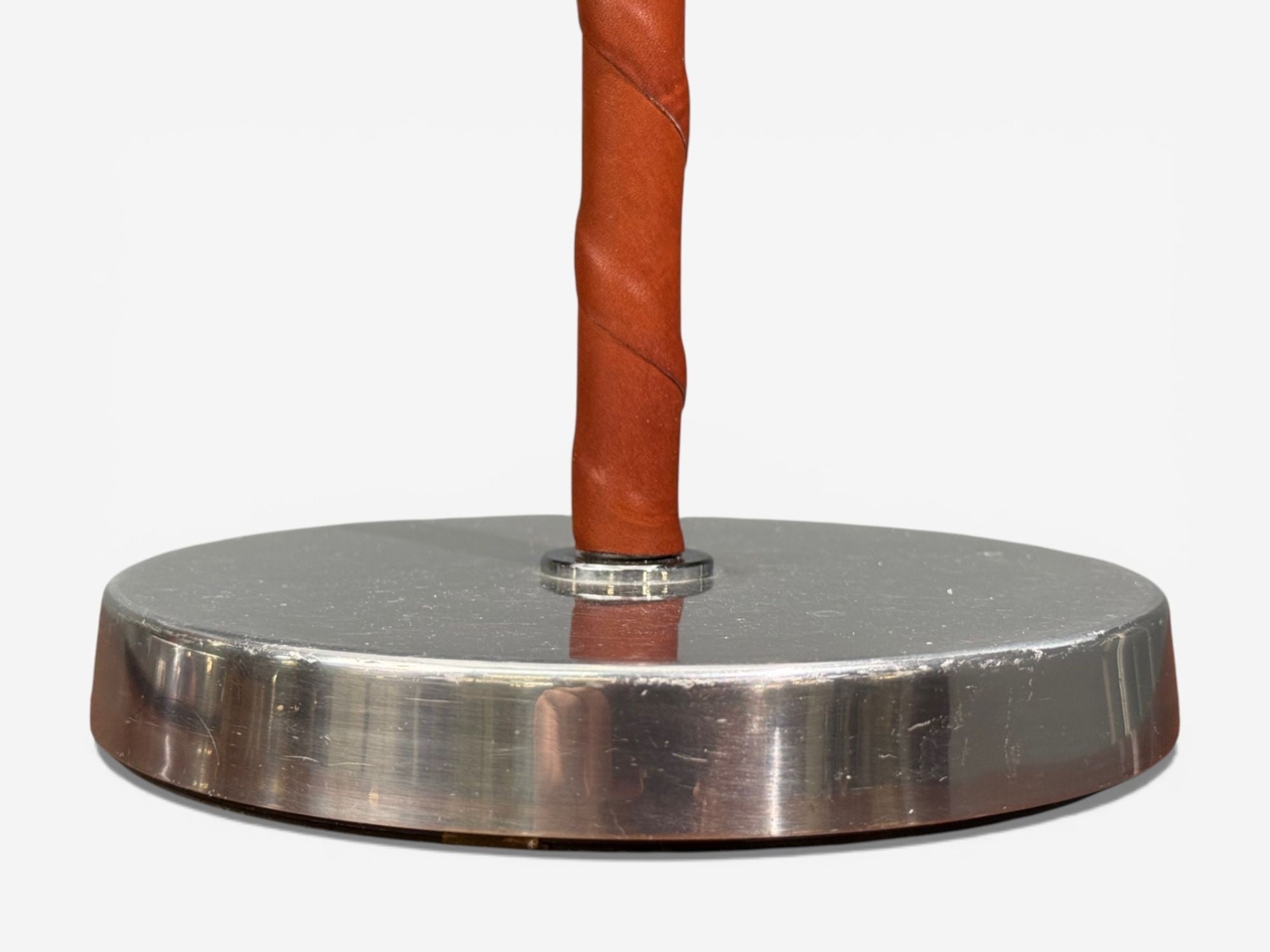 Bergboms, Table Lamps, Leather, Nickel Plated, Sweden, 1960s