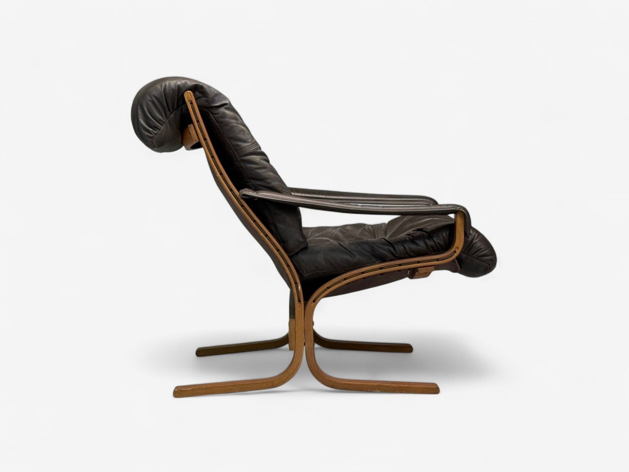 Ingmar Relling, Westnofa, Brown Leather, Bentwood, Lounge Chair, Norway, 1960s