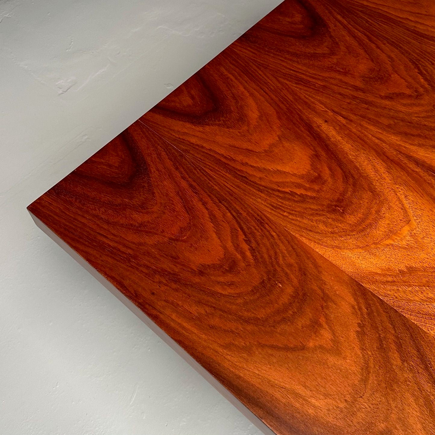 Contemporary, Modern Rectangular Dining Table, Burlwood Veneer, Gilt Metal