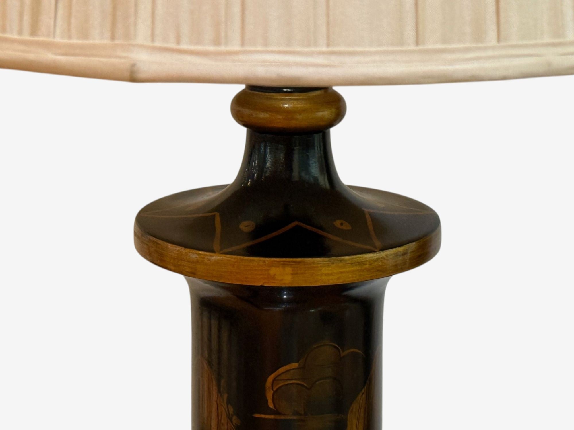 Chinoiserie Style, Ebonized Wood, Gilt, Table Lamps, USA, 1960s
