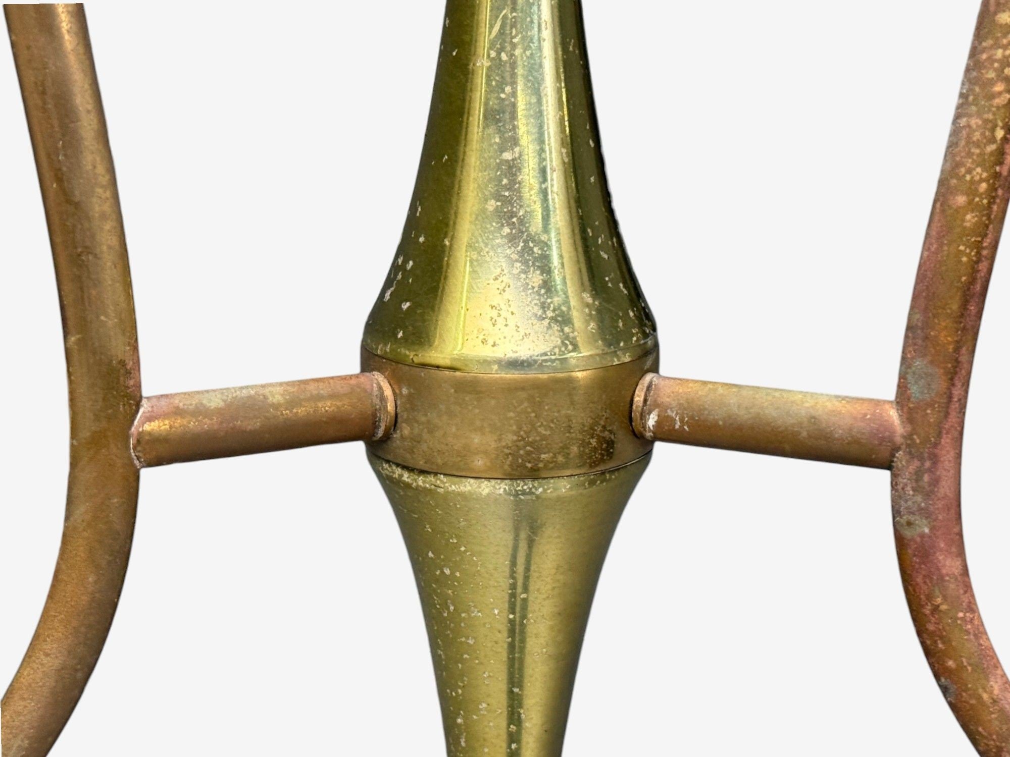 Angelo Lelli, Italian Modern, Brass, Opal Glass, Pendant light, Italy, 1950s