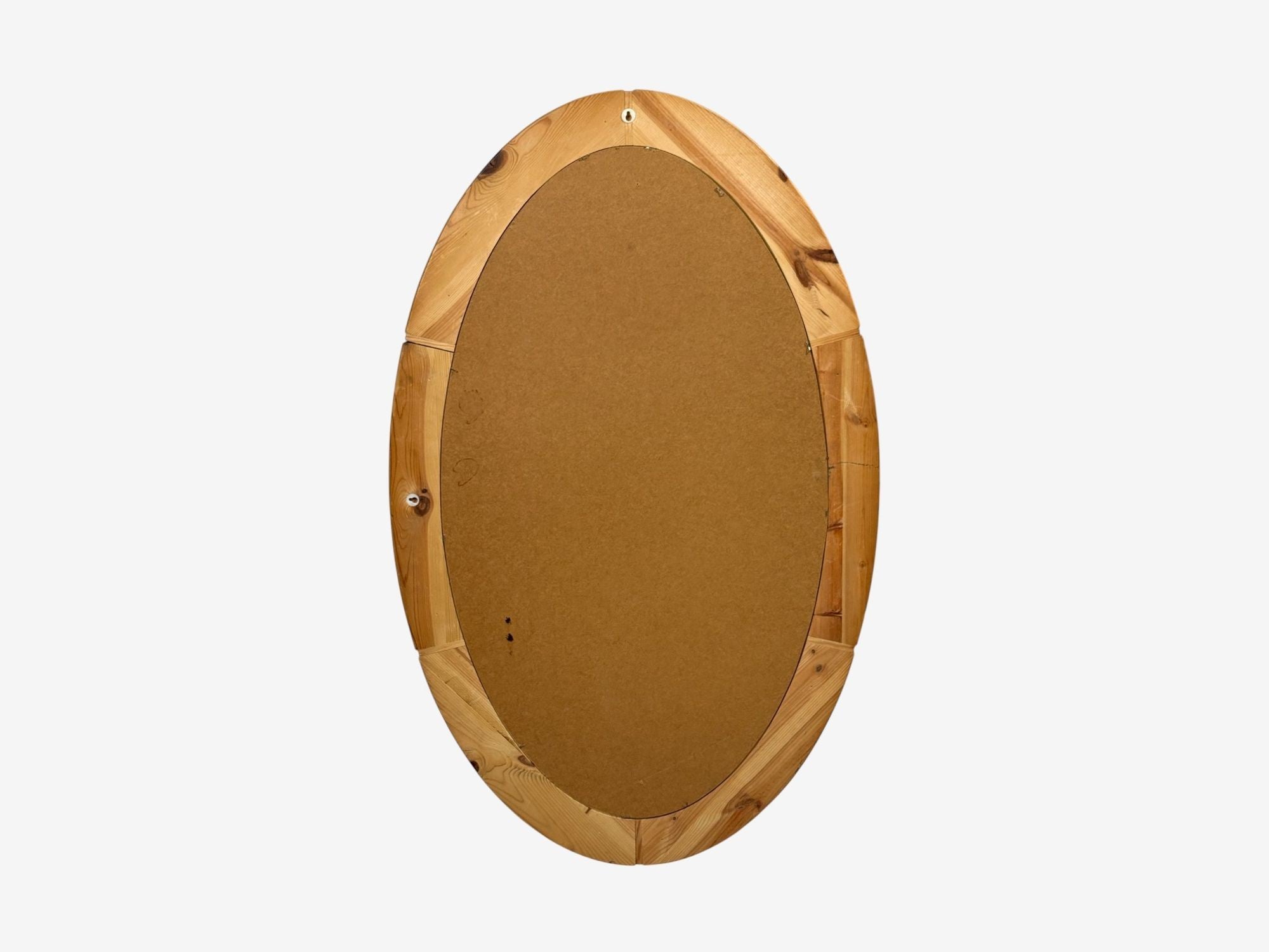 Swedish Modern, Oval Wall Mirror, Pine, Sweden, 1970s