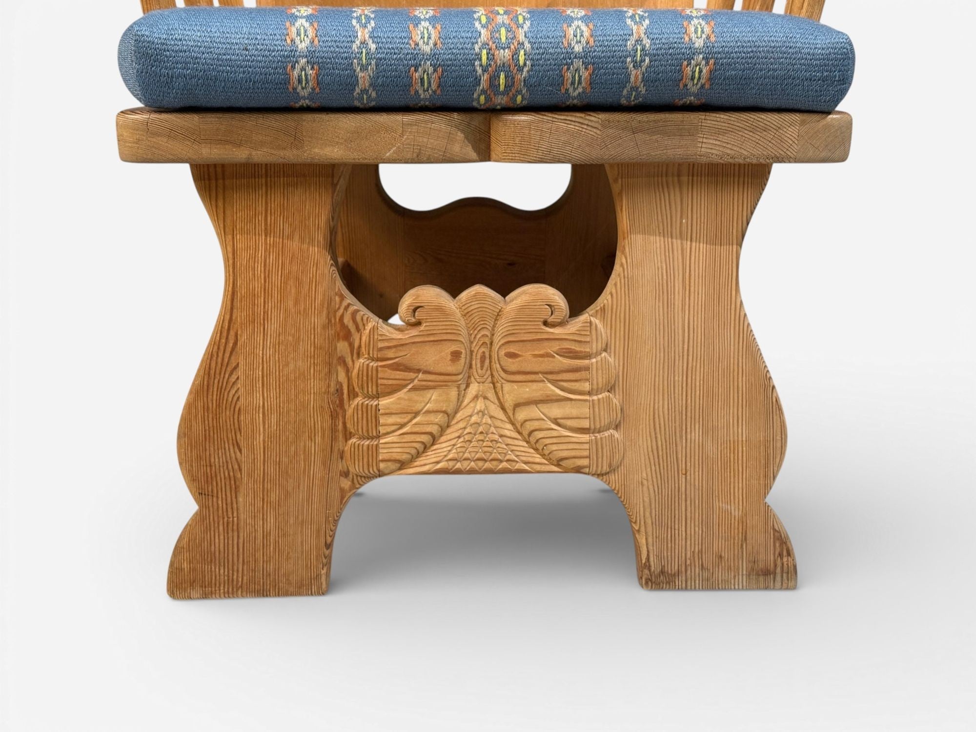 Krogenæs Møbler, Armchairs, Pine, Blue Fabric, Norway, 1970s