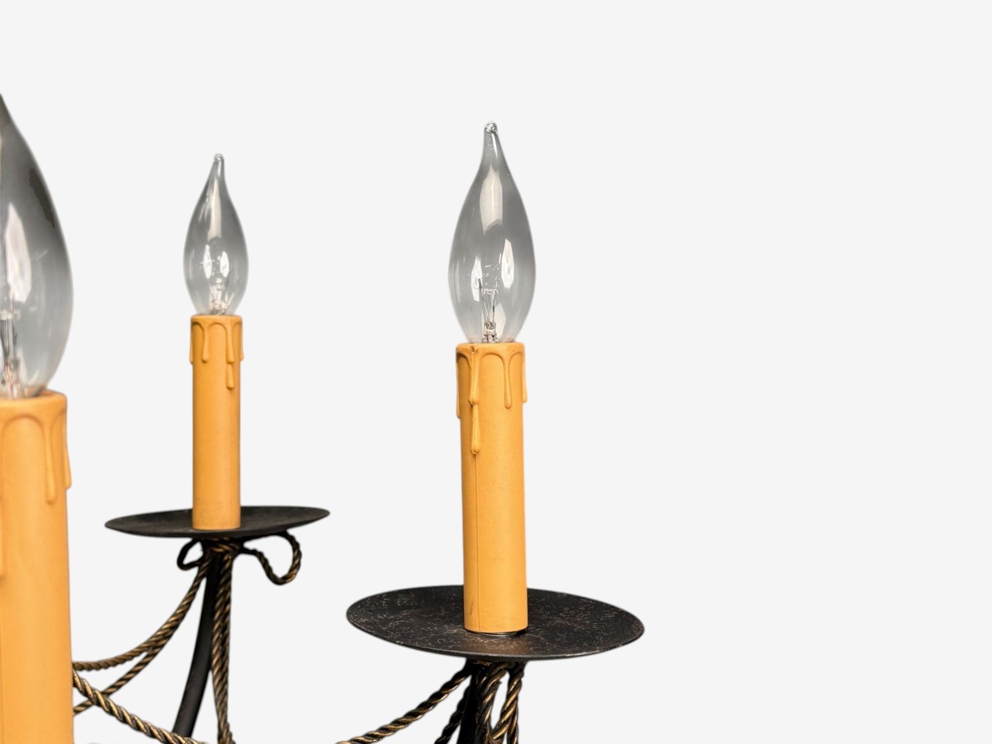 Hollywood Regency Style, Metal, Brass, Tassel Motif Chandelier, USA, 1960s