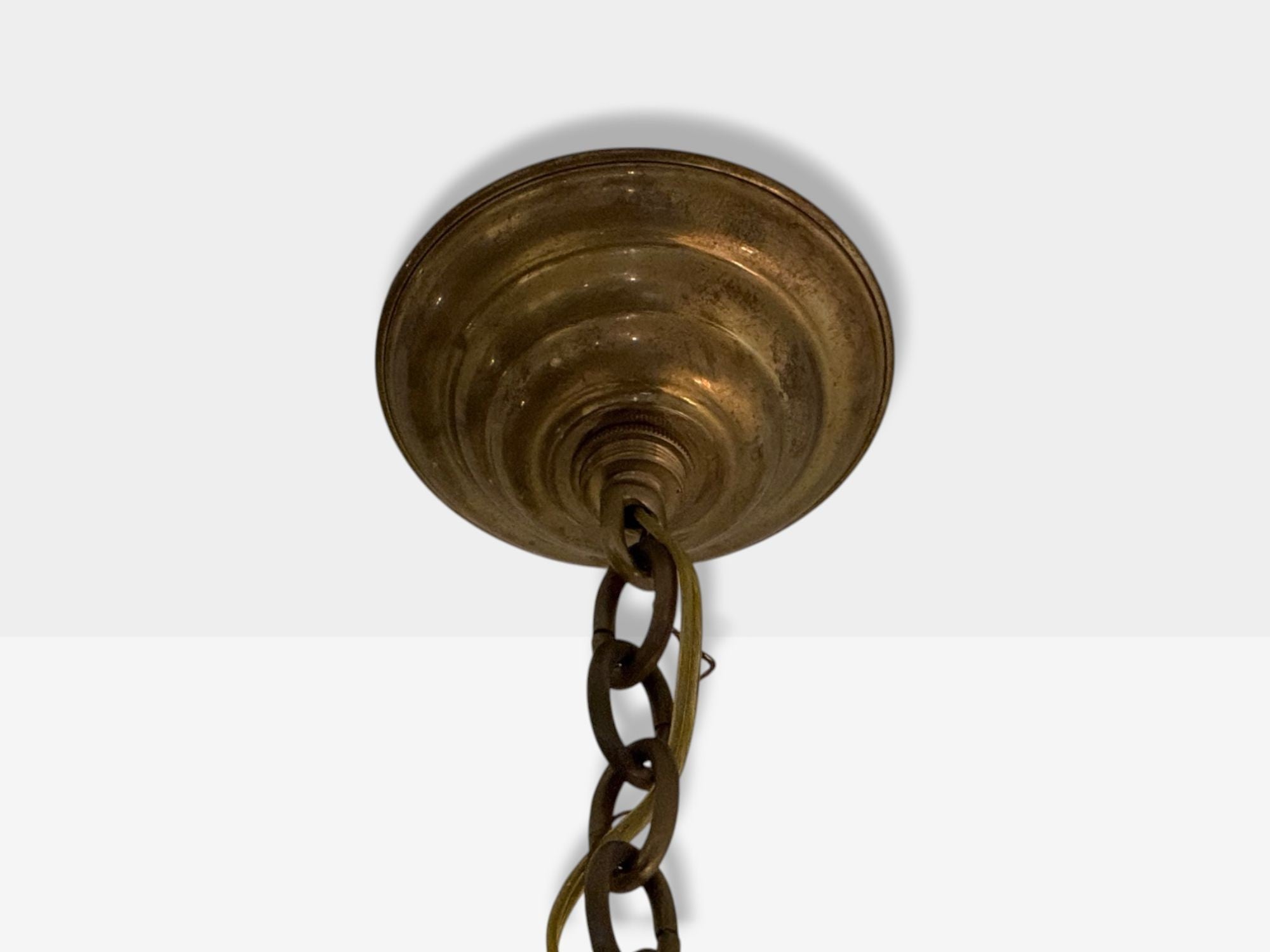 French Mid Century Modern, Brass, Blown Glass, Globe Pendant Lights,1950s