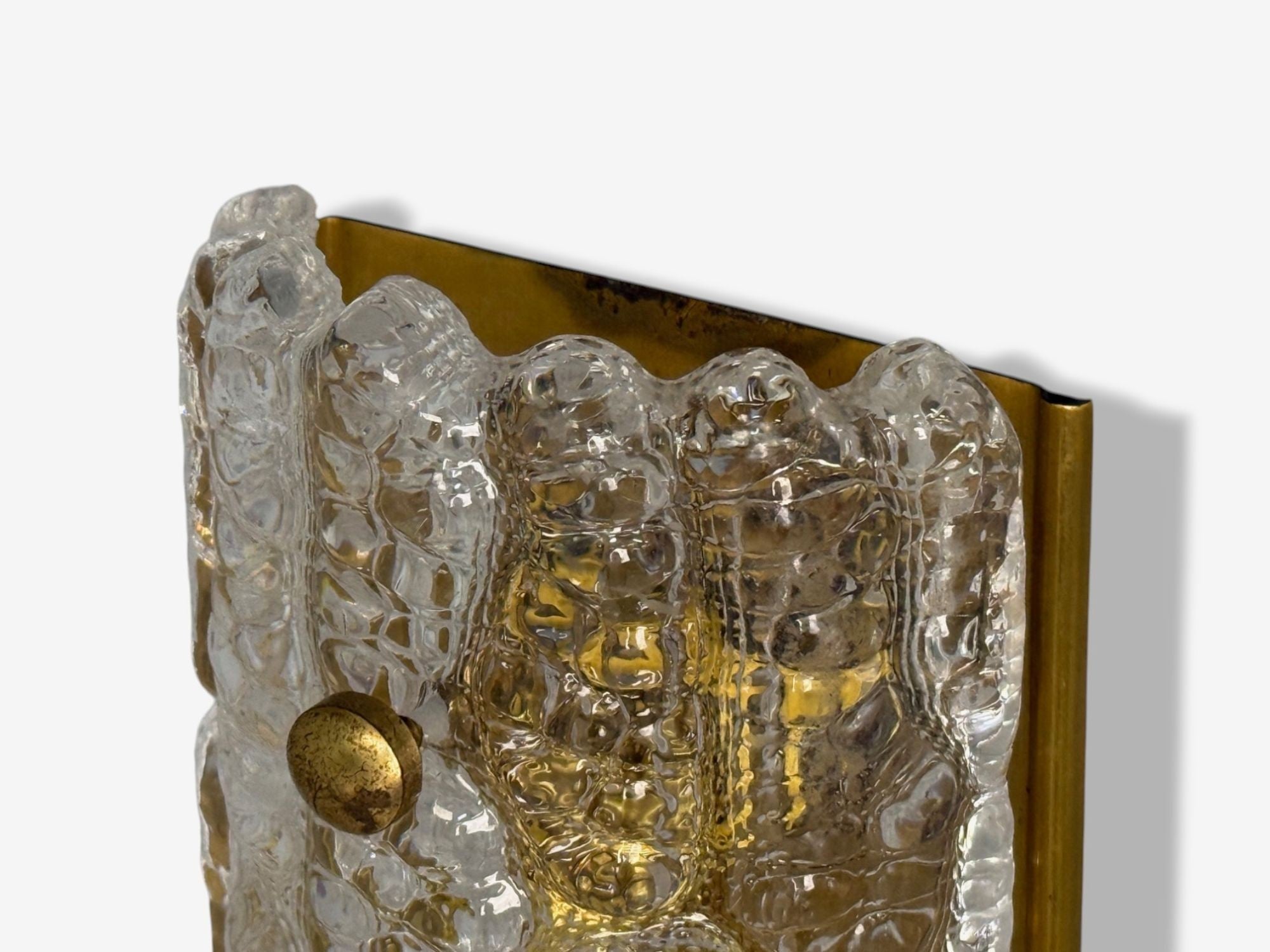 Carl Fagerlund, Textured Glass, Brass, Wall Lights, Sweden, 1960s