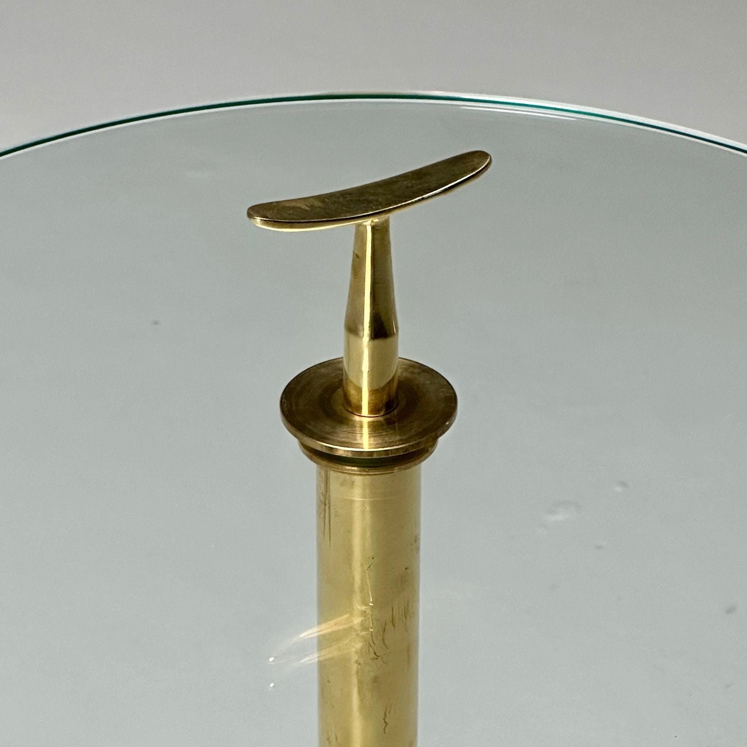Italian Mid-Century Modern Style, Brass, Glass, Martini Side Tables, 21st C.