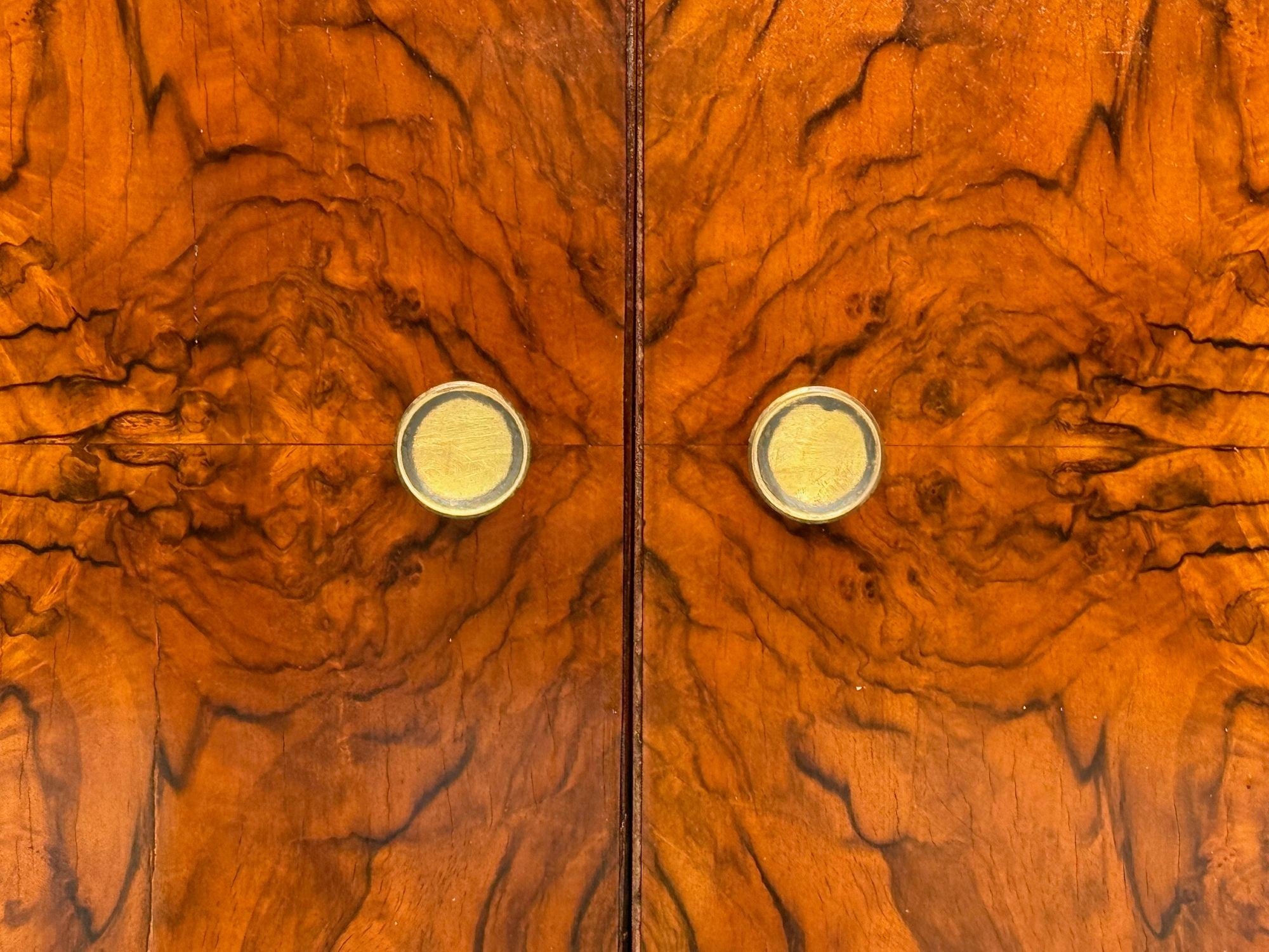 Emilio Lancia attr., Italian Modern, Walnut Root, Brass, Commode, Italy, 1930s