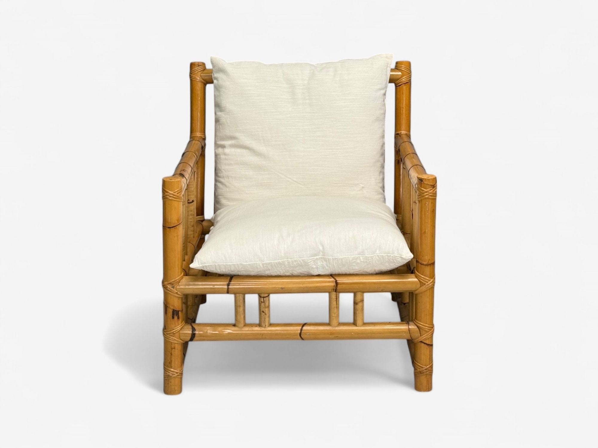 Italian Modern, Indian Cane, Bamboo, Lounge Chairs, Italy, 1960s