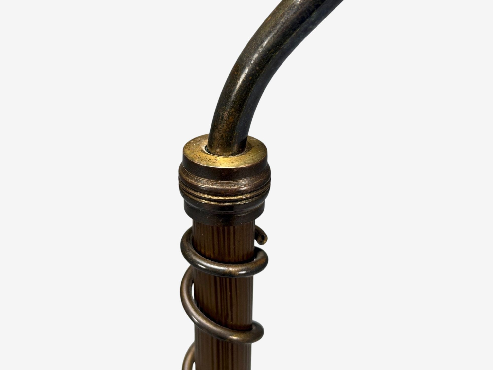 Swedish Modern, Brass, Fabric, Floor Lamp, Sweden, 1950s