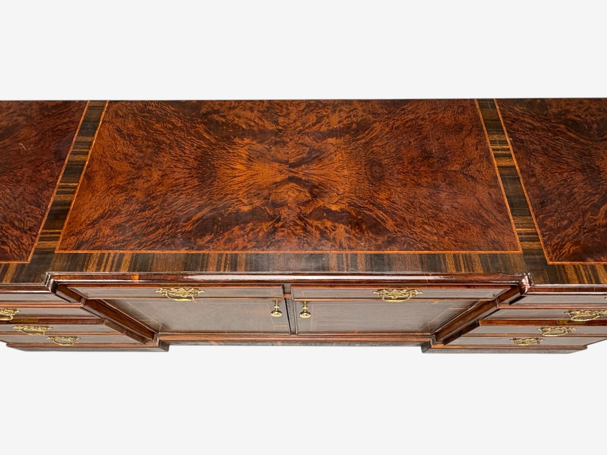 Georgian, Circassian Walnut, Burlwood, Brass, Sideboard, USA, 1980s