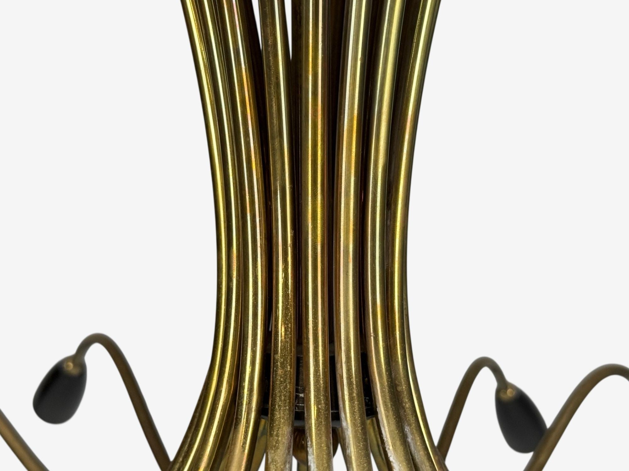 Italian Modern, Enameled Metal, Brass, Chandelier, Italy, 1960s