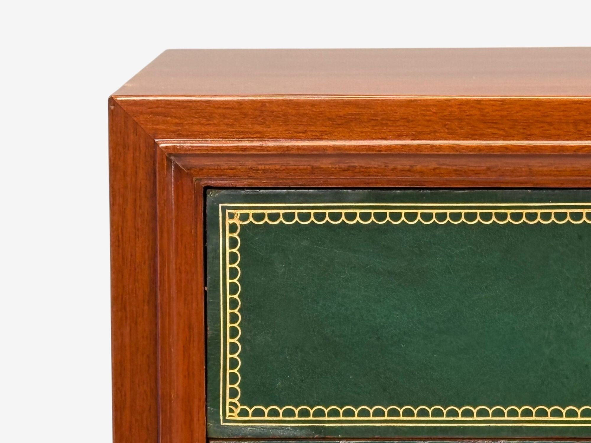 Tommi Parzinger, Wood, Brass, Green Leather, Chests of Drawers, USA, 1950s