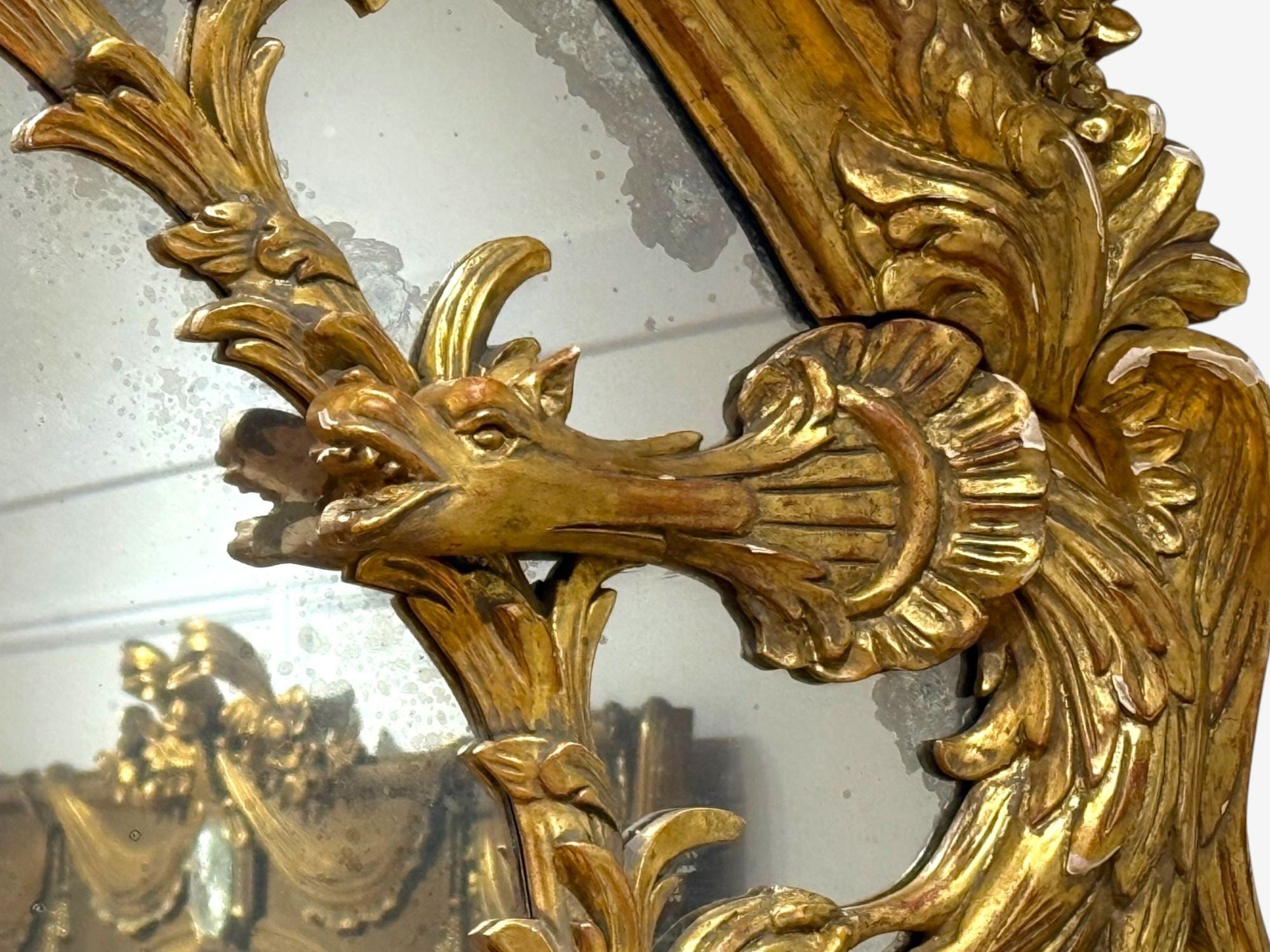 George III Style, Giltwood, Silvered Mirror, Monumental Wall Mirrors, England, 1950s