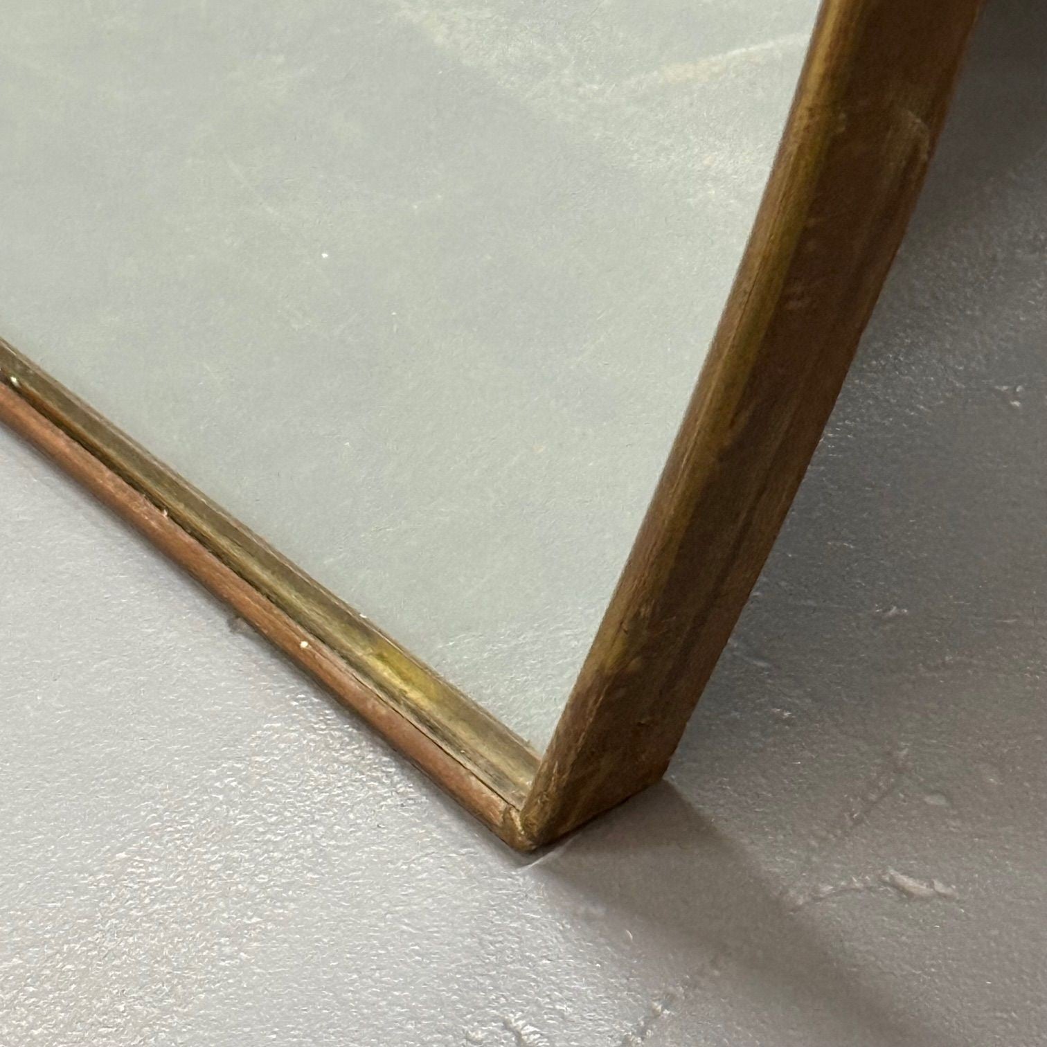 Gio Ponti Attr, Italian Mid-Century Modern, Monumental Wall Mirror, Brass, 1950s