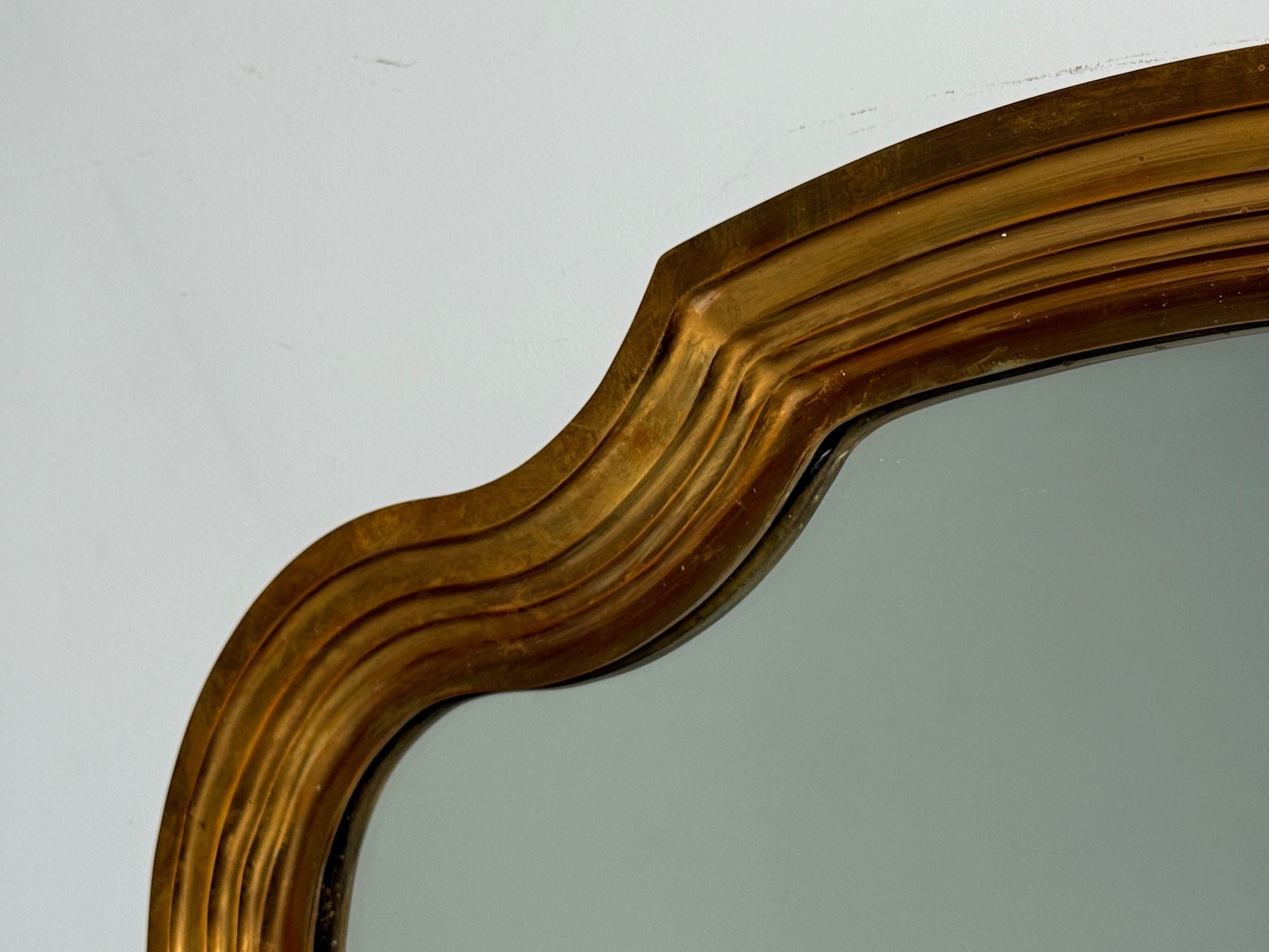 Hollywood Regency Style, Bronze, Scalloped Wall Mirror, USA, 1950s