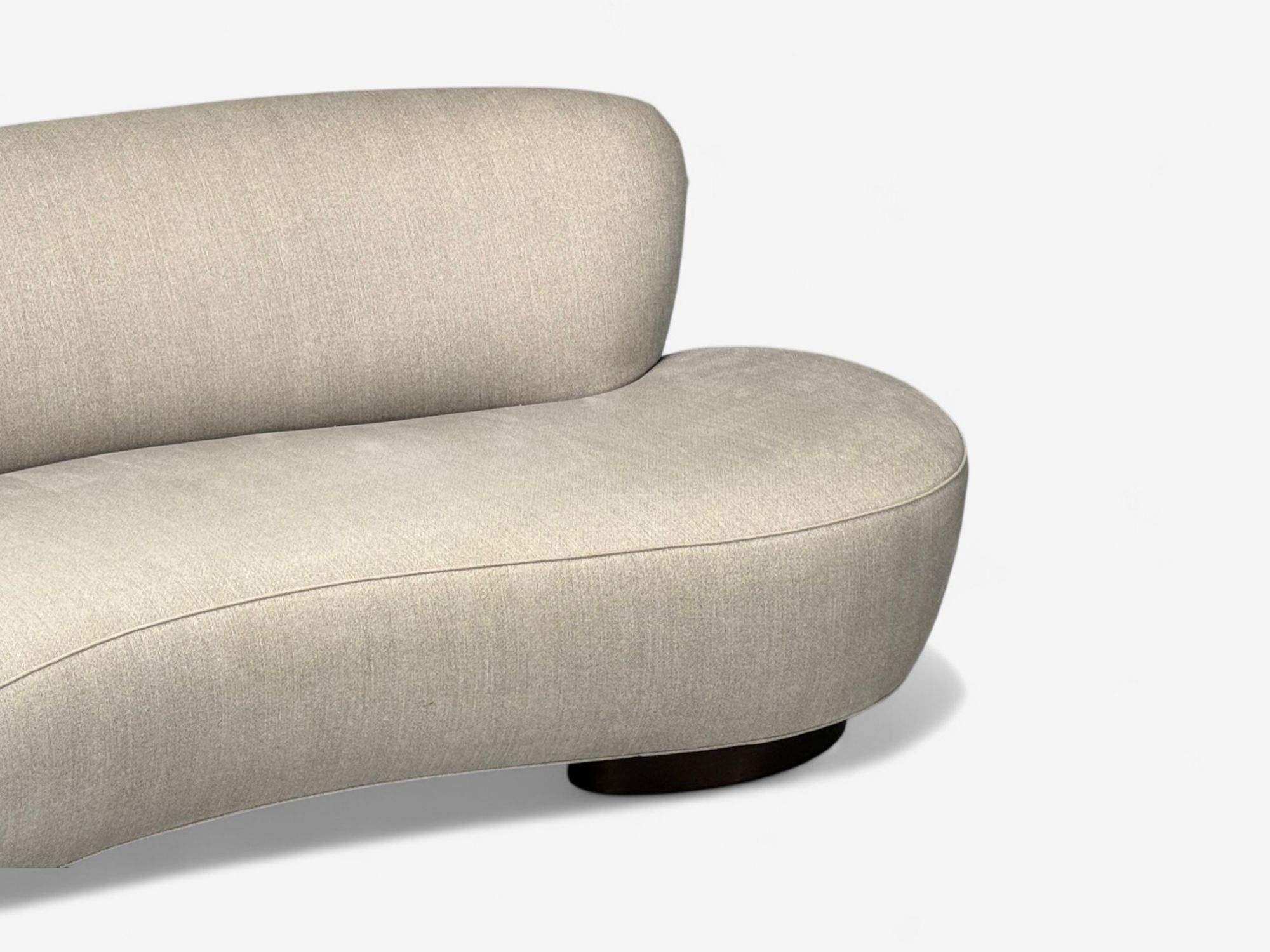 Vladimir Kagan, Walnut, Fabric, Monumental Serpentine Sofa, USA, 2000s